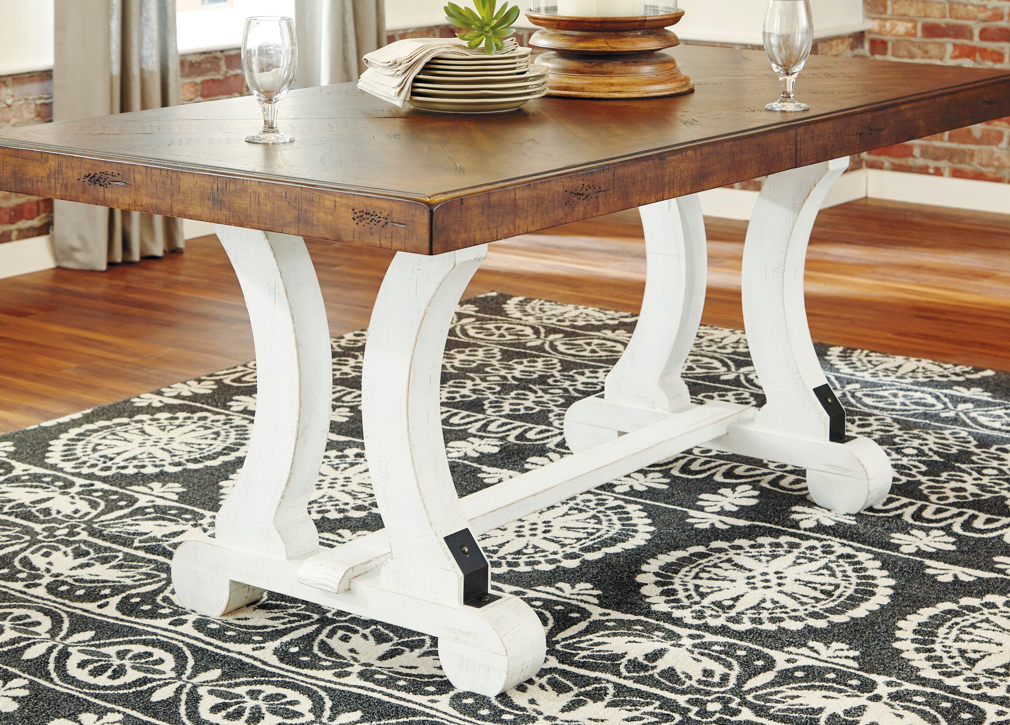 Valebeck Beige/White Rectangular Dining Set - SET | D546-35 | D546-01(2) - Bien Home Furniture & Electronics