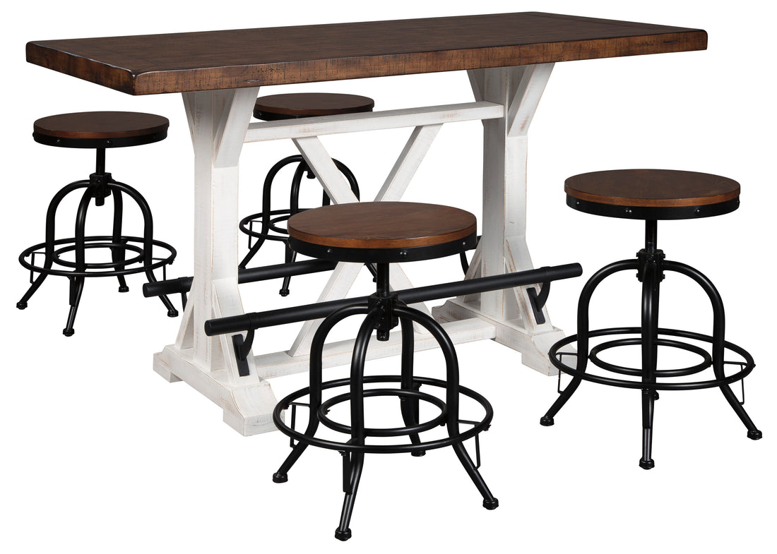 Valebeck White/Brown 5-Piece Counter Height Set w/ Stools - SET | D546-13 | D546-224(2) - Bien Home Furniture &amp; Electronics