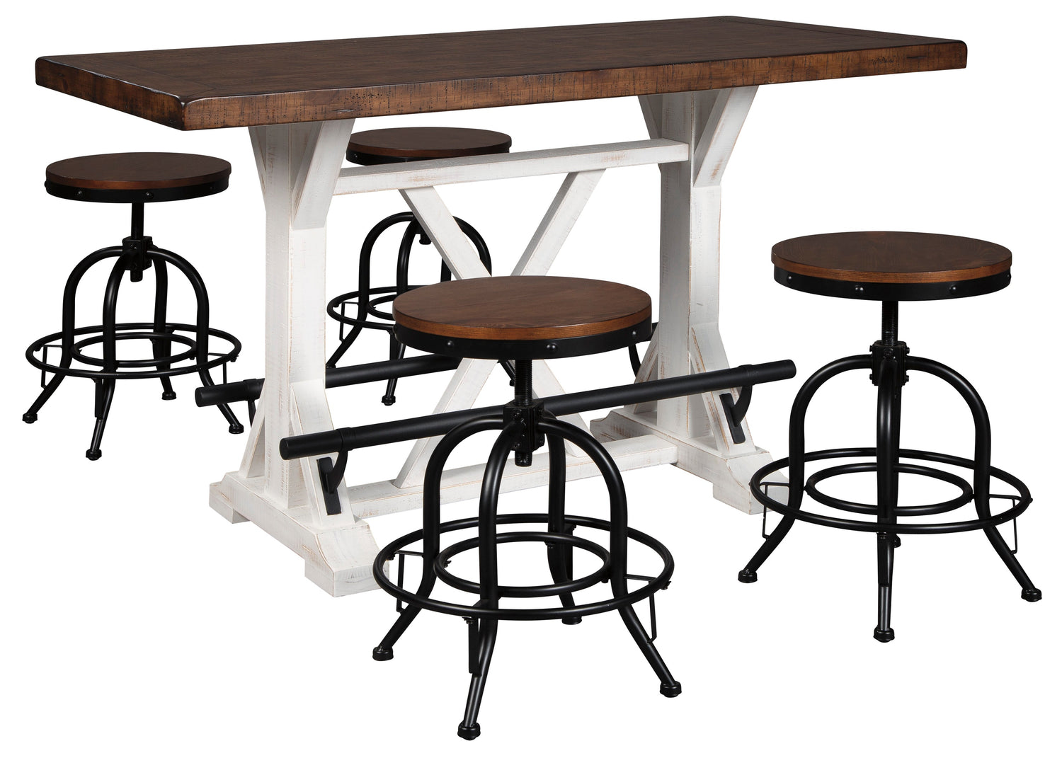 Valebeck White/Brown 5-Piece Counter Height Set w/ Stools - SET | D546-13 | D546-224(2) - Bien Home Furniture & Electronics