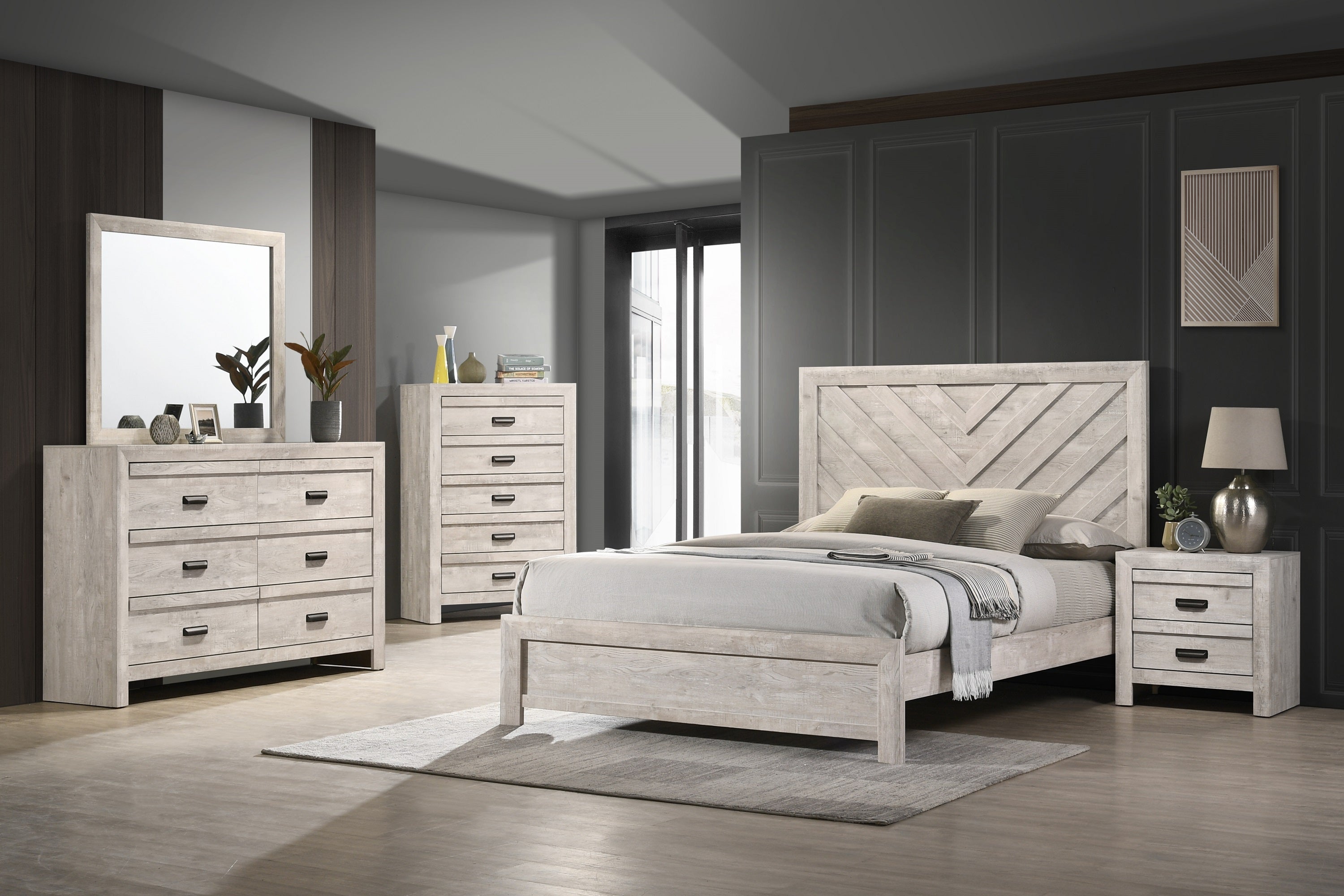 Valor Beige King Panel Bed - SET | B9330-K-HBFB | B9330-KQ-RAIL | - Bien Home Furniture & Electronics