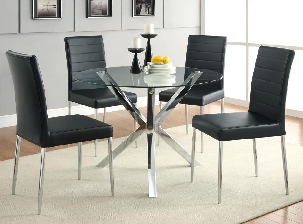 Vance Chrome Glass Top Dining Table with X-cross Base - 120760 - Bien Home Furniture &amp; Electronics