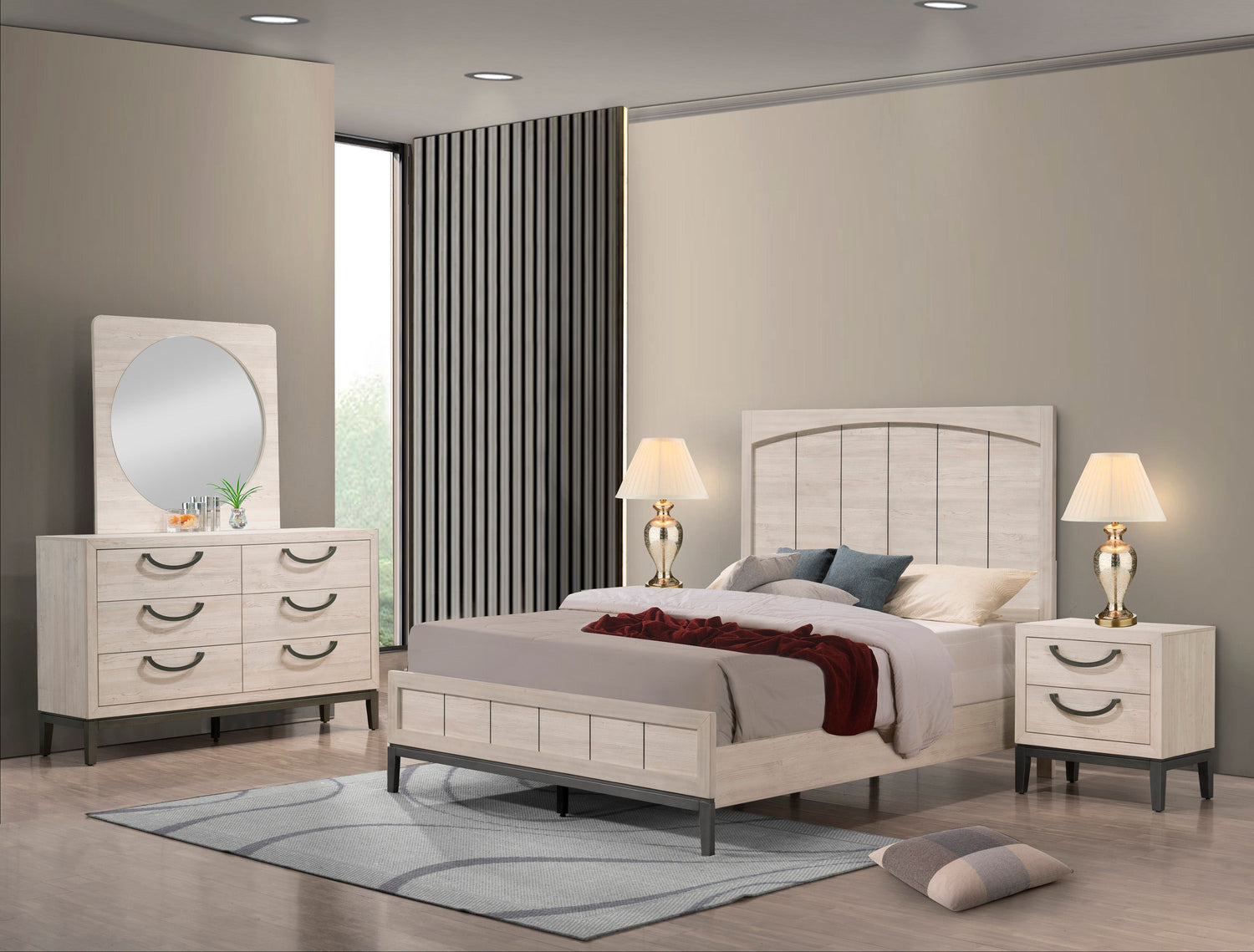Veda Chalk Panel Bedroom Set - SET | B3300-Q-HBFB | B3300-KQ-RAIL | B3300-2 | B3300-4 - Bien Home Furniture & Electronics