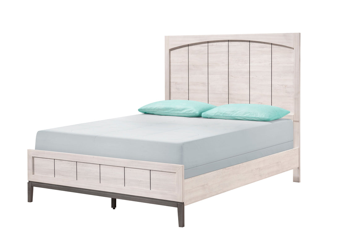 Veda Chalk Queen Panel Bed - SET | B3300-Q-HBFB | B3300-KQ-RAIL | - Bien Home Furniture &amp; Electronics