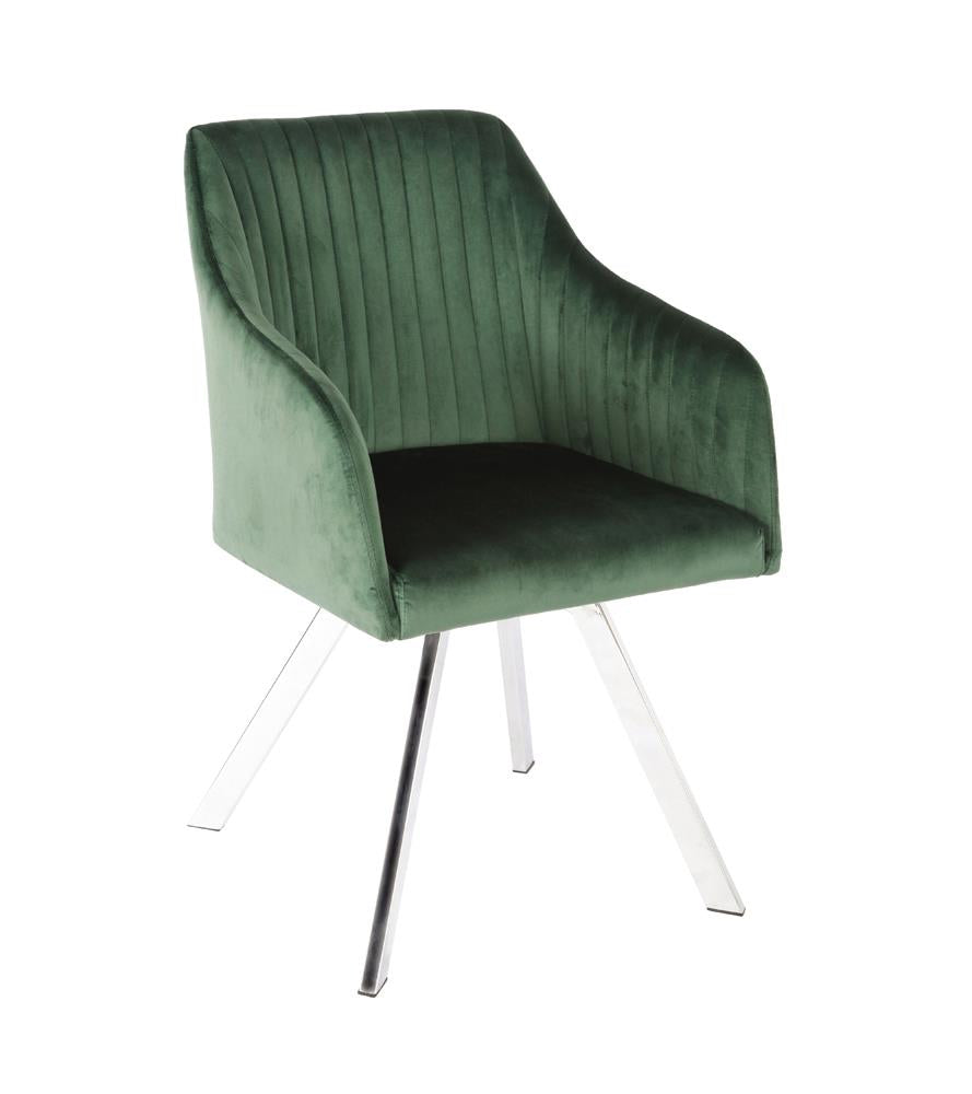 Veena Channeled Back Swivel Dining Chair Green - 193372GRN - Bien Home Furniture &amp; Electronics