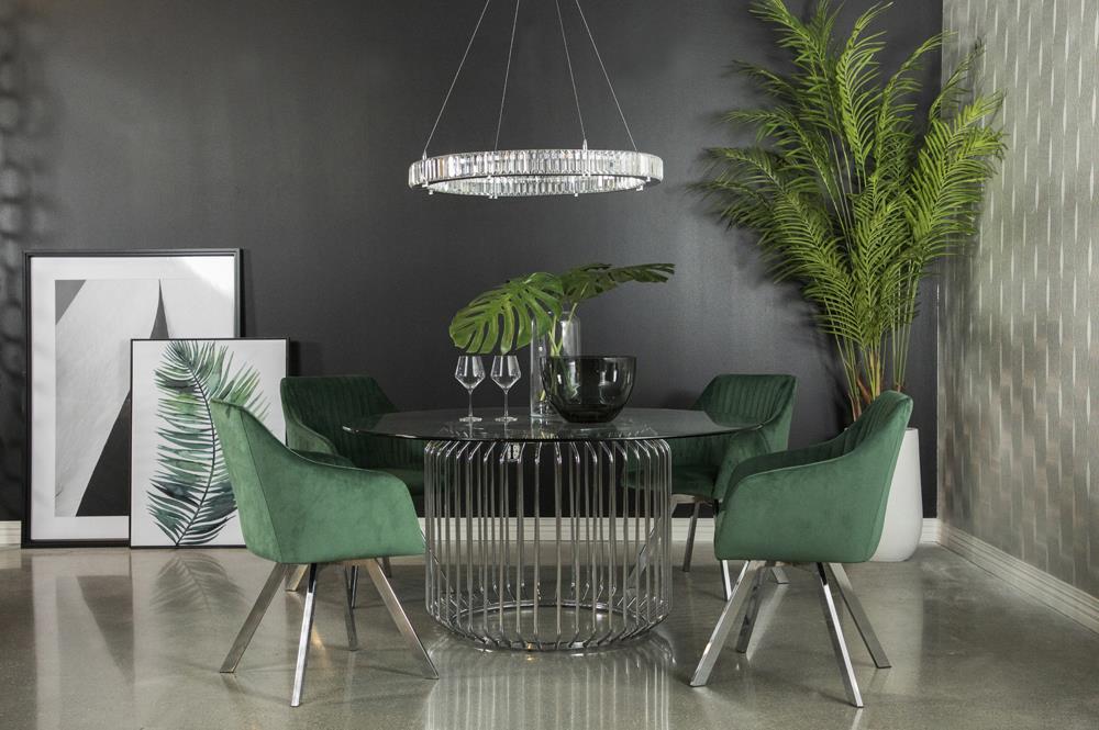 Veena Channeled Back Swivel Dining Chair Green - 193372GRN - Bien Home Furniture & Electronics