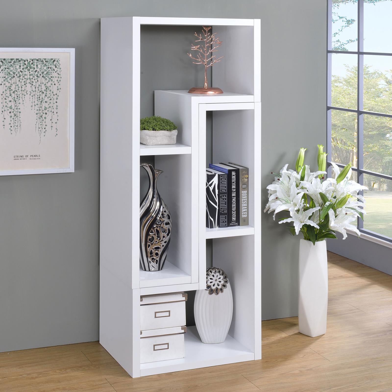 Velma Convertible TV Console/Bookcase White - 800330 - Bien Home Furniture & Electronics