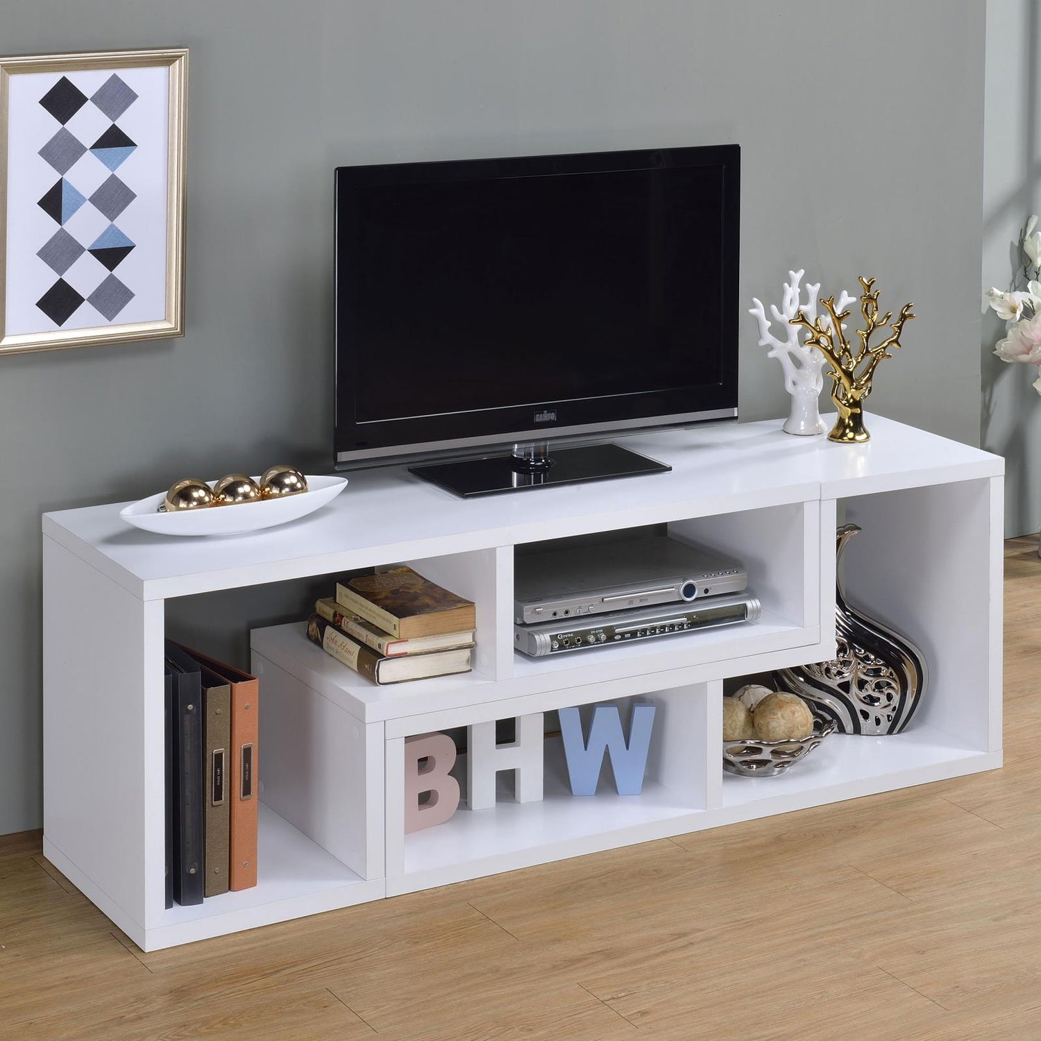 Velma Convertible TV Console/Bookcase White - 800330 - Bien Home Furniture & Electronics