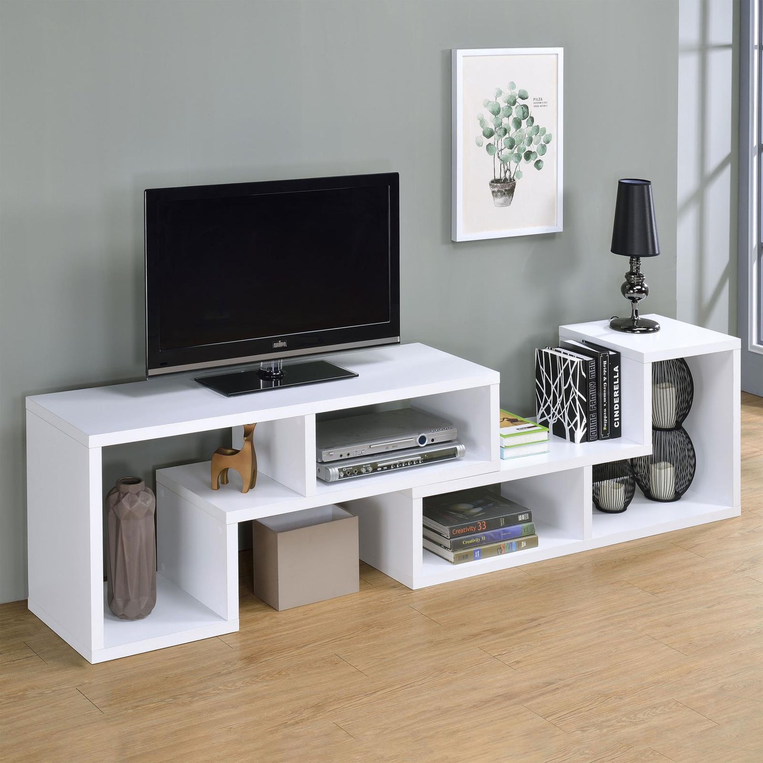 Velma Convertible TV Console/Bookcase White - 800330 - Bien Home Furniture & Electronics