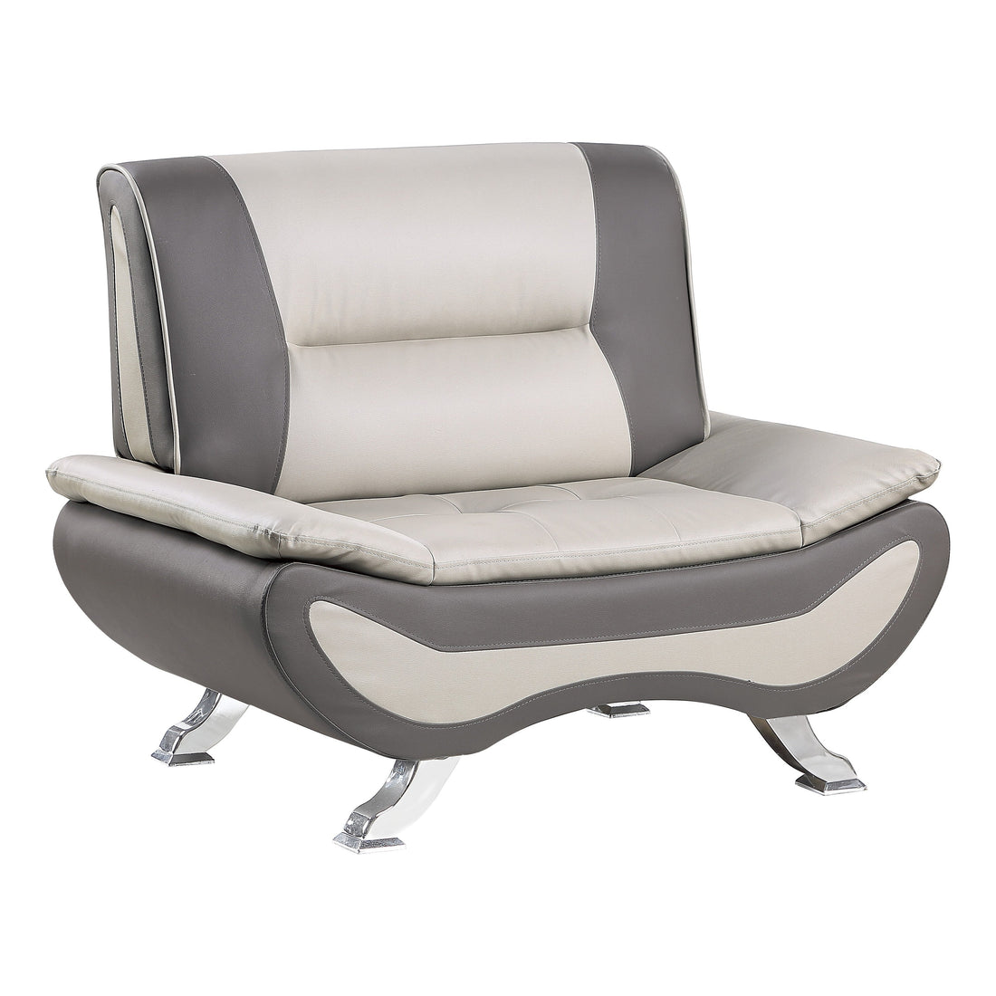 Veloce Beige/Gray Faux Leather Chair - 8219BEG-1 - Bien Home Furniture &amp; Electronics