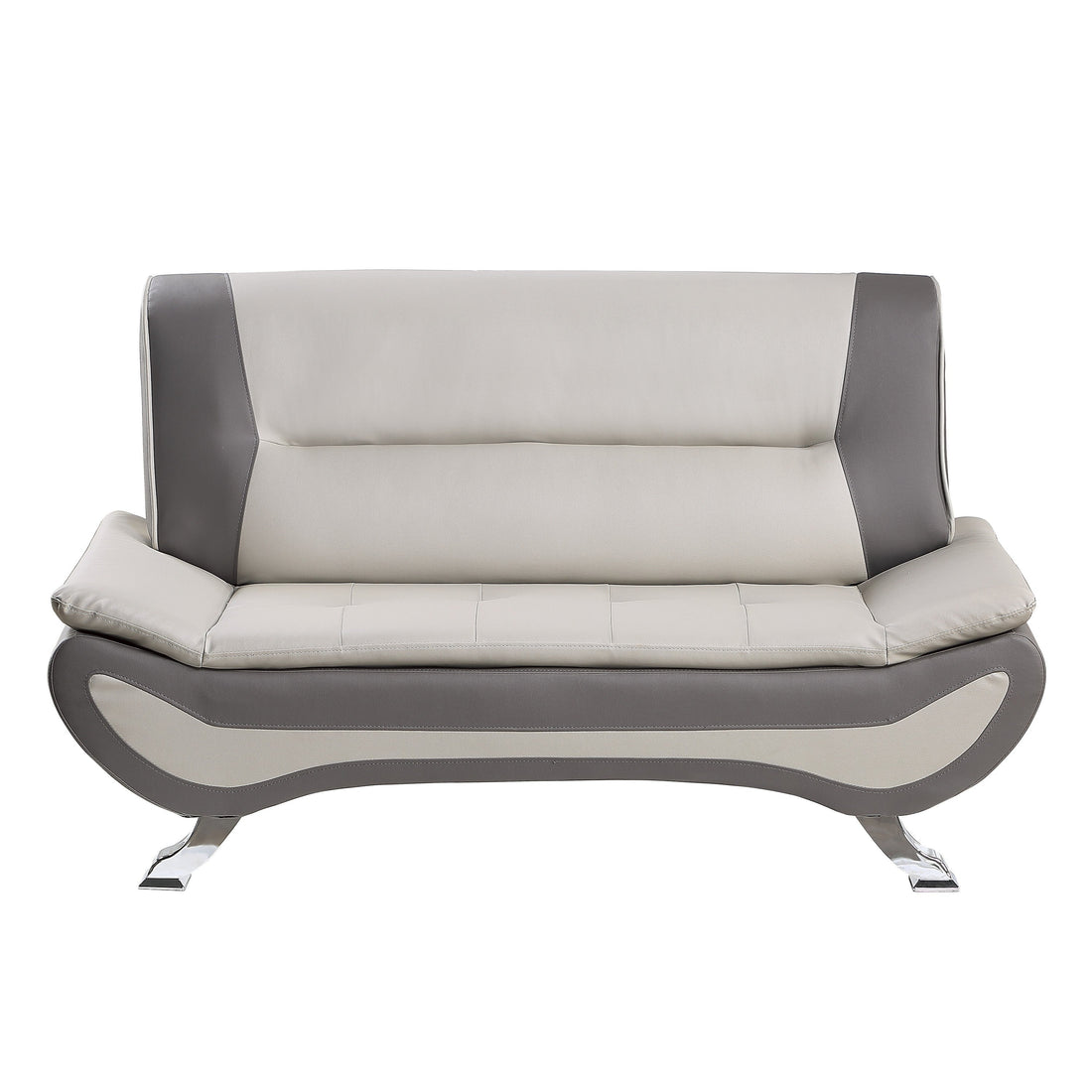 Veloce Beige/Gray Faux Leather Loveseat - 8219BEG-2 - Bien Home Furniture &amp; Electronics