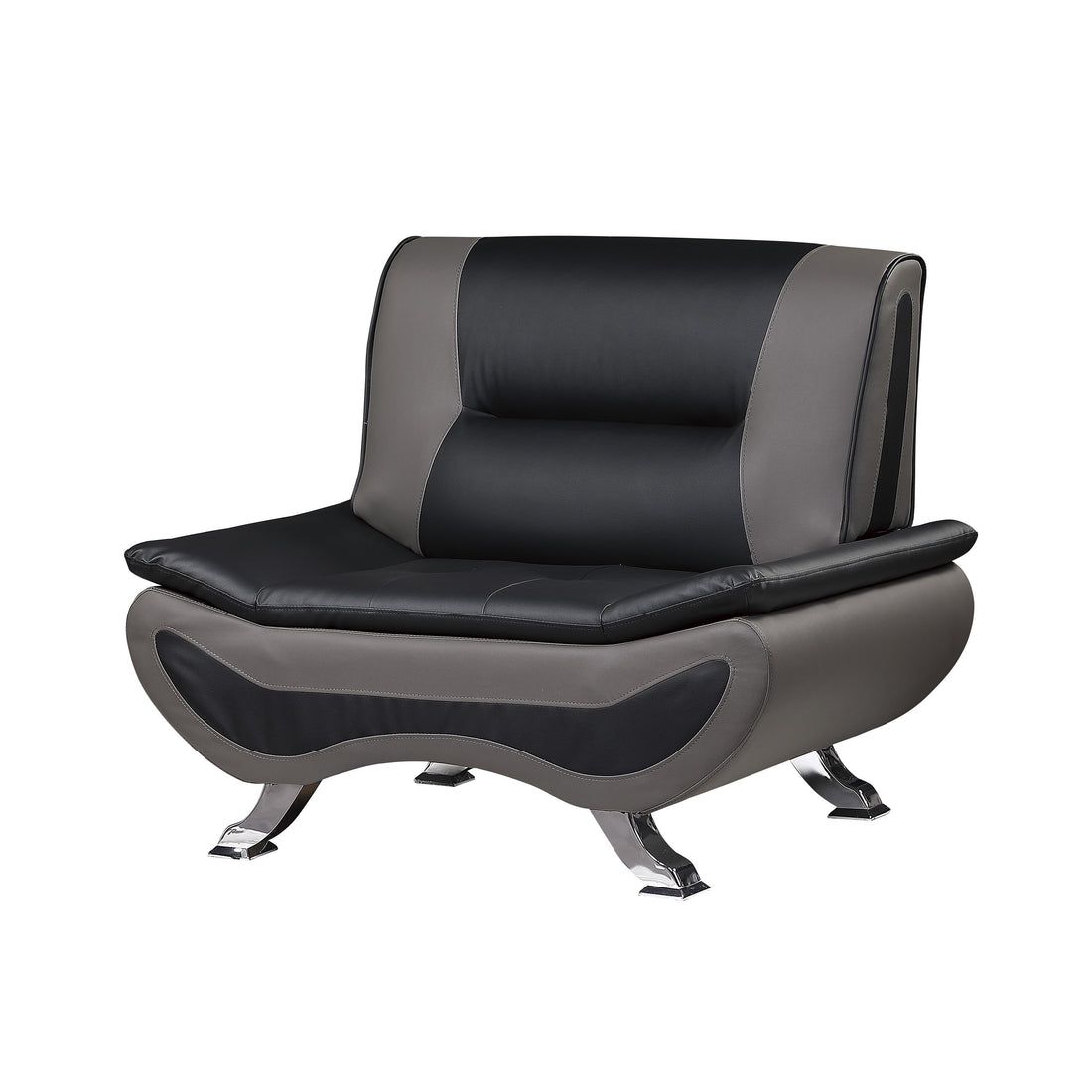 Veloce Black/Gray Faux Leather Chair - 8219BLK-1 - Bien Home Furniture &amp; Electronics