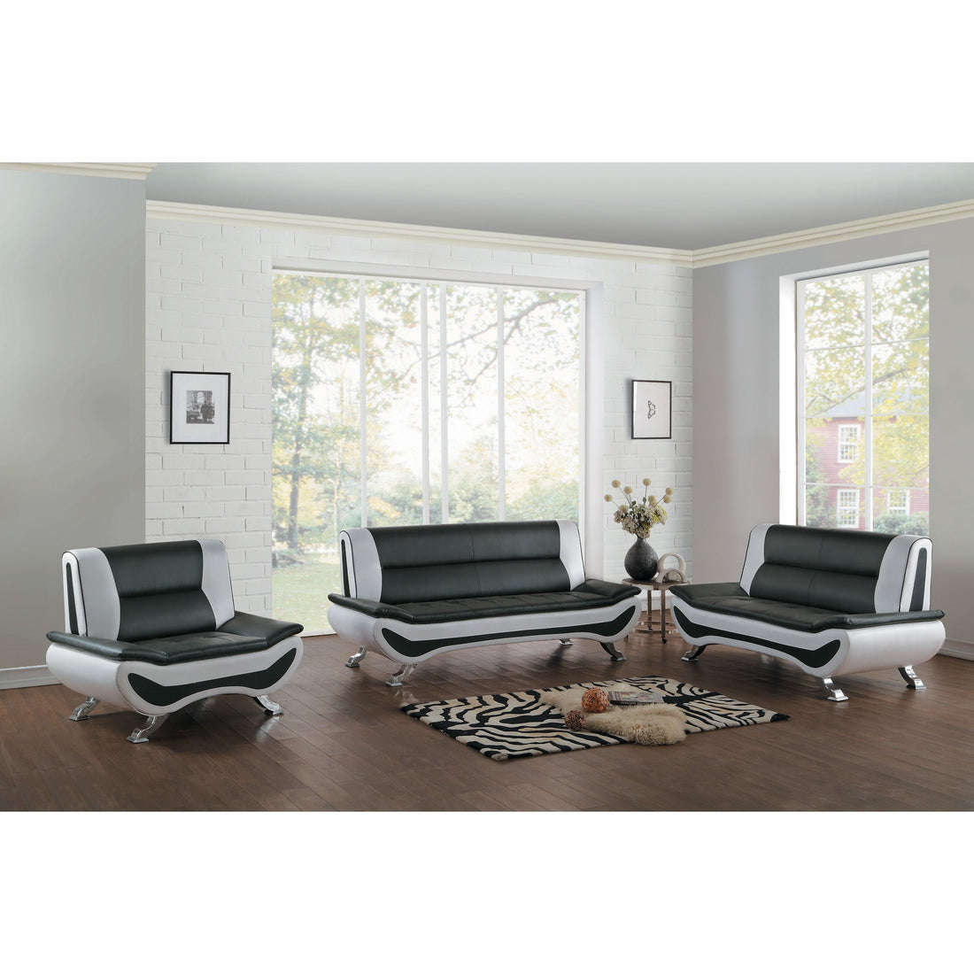 Veloce Black-White Living Room Set - SET | 8219-3 | 8219-2 | 8219-1 | 8219-30 | 8219-30G - Bien Home Furniture &amp; Electronics