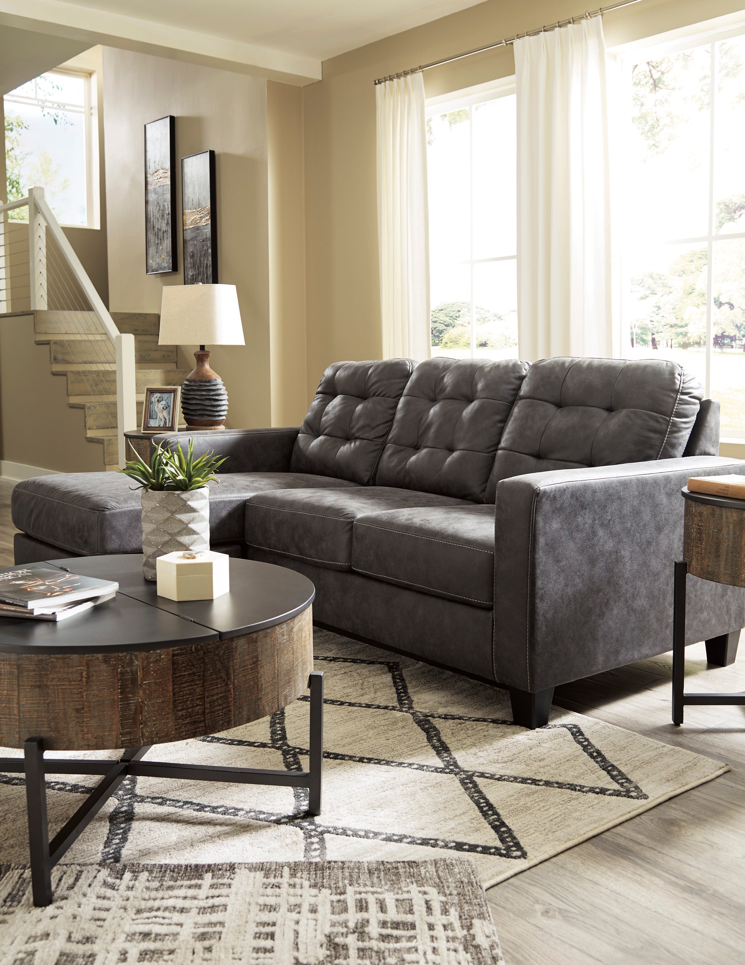 Venaldi Gunmetal Living Room Set - SET | 9150118 | 9150120 - Bien Home Furniture & Electronics