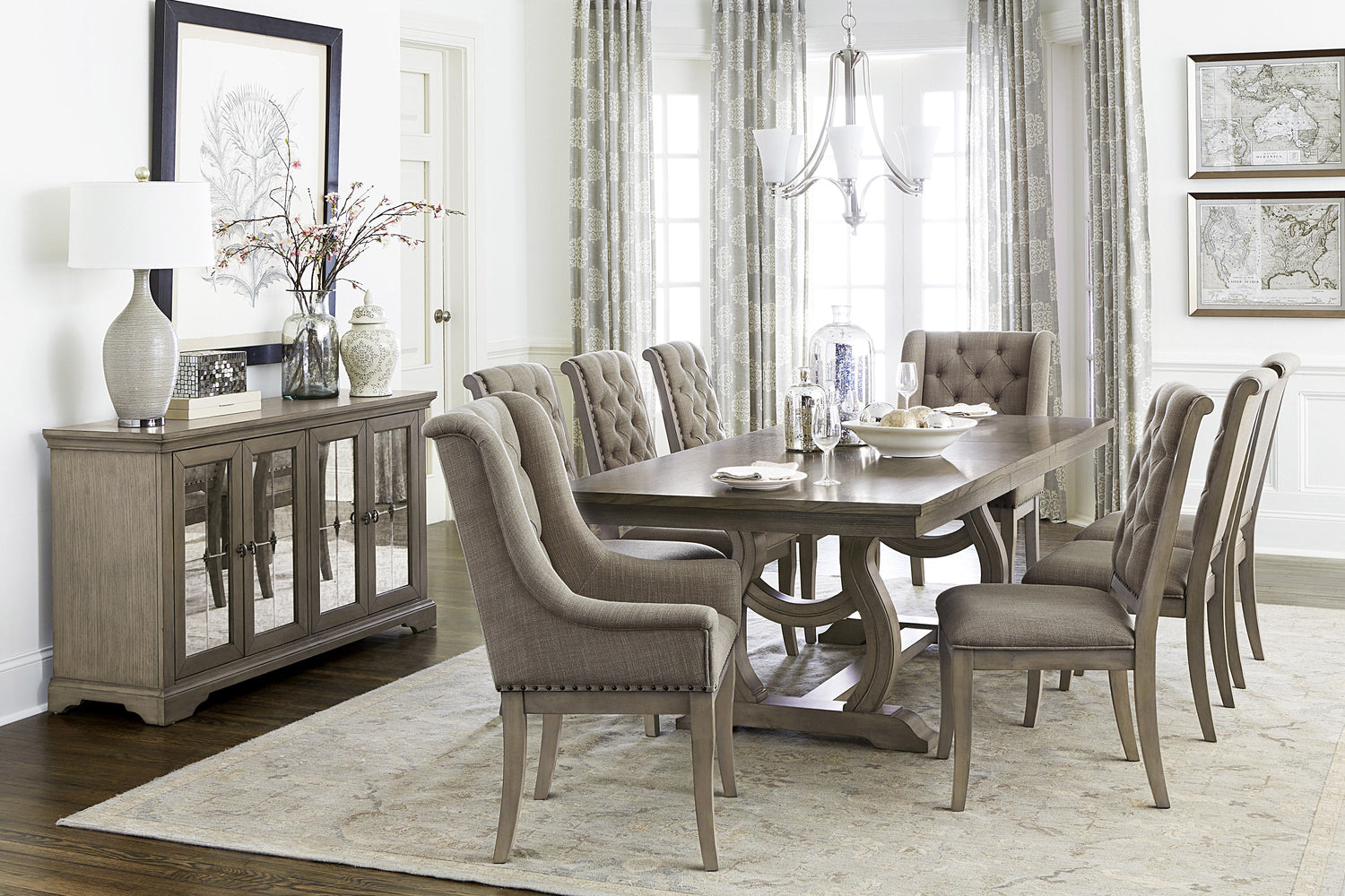 Vermillion Gray Cashmere Extendable Dining Table - SET | 5442-96 | 5442-96B - Bien Home Furniture & Electronics