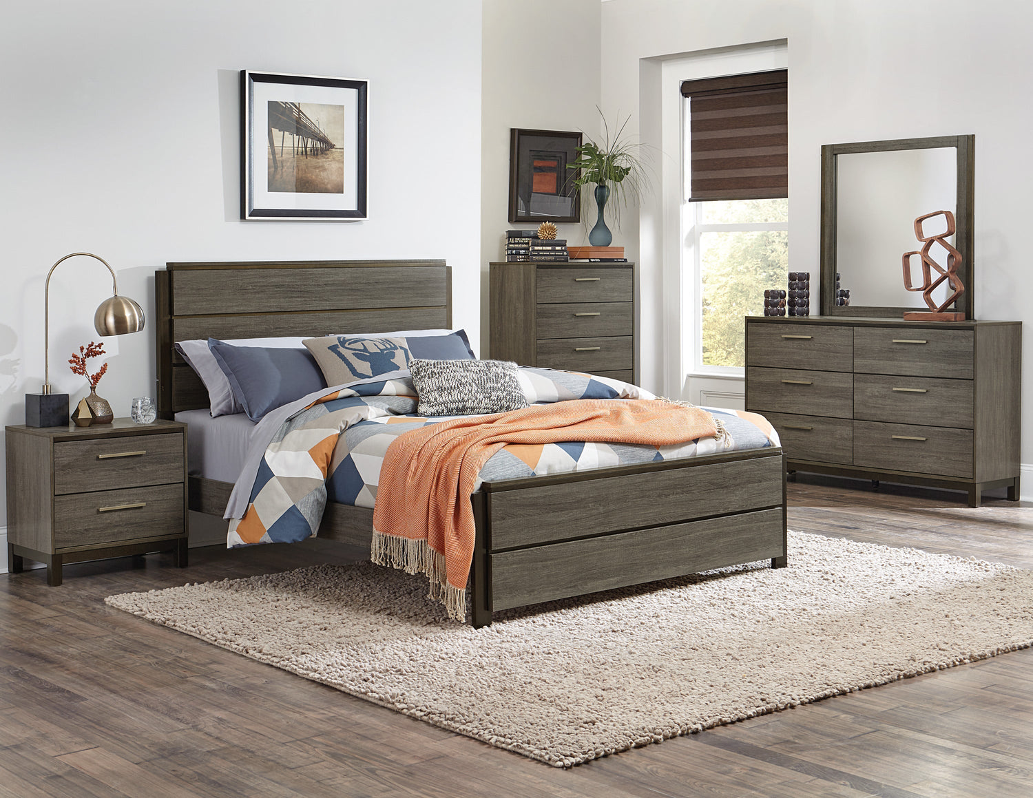 Vestavia Gray Queen Panel Bed - SET | 1936-1 | 1936-3 - Bien Home Furniture & Electronics