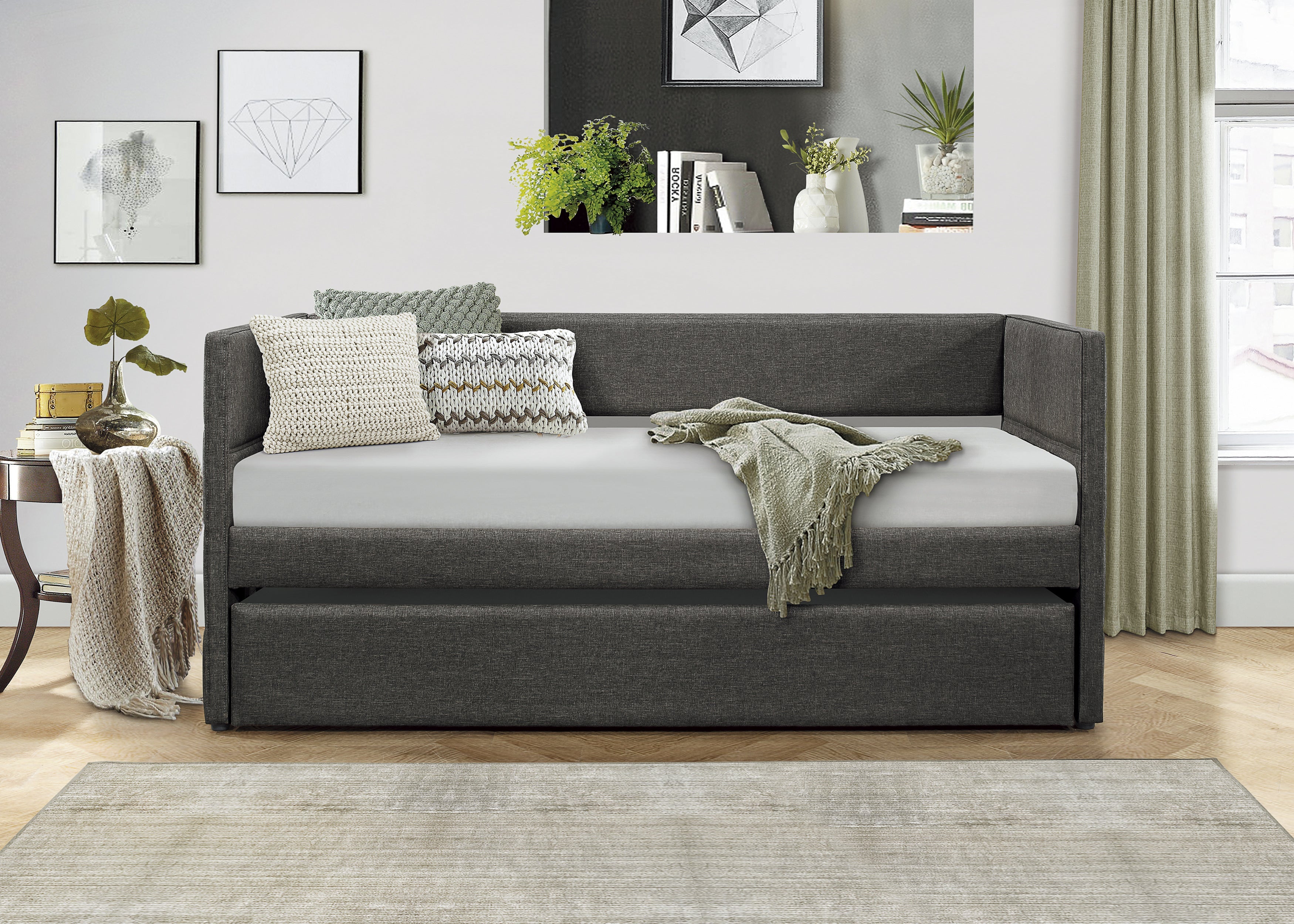 Vining Dark Gray Daybed with Trundle - SET | 4975-A | 4975-B - Bien Home Furniture &amp; Electronics