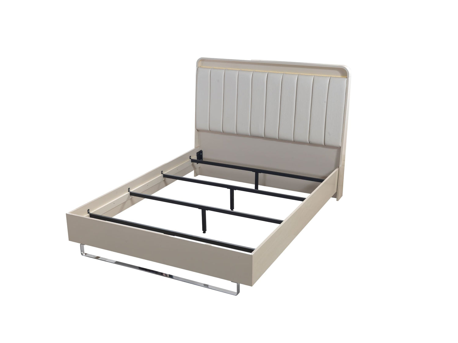 Viola Cream High Gloss Lacquer 4-Piece Queen Bedroom Set - VIOLABEDROOM-4PCQ - Bien Home Furniture & Electronics