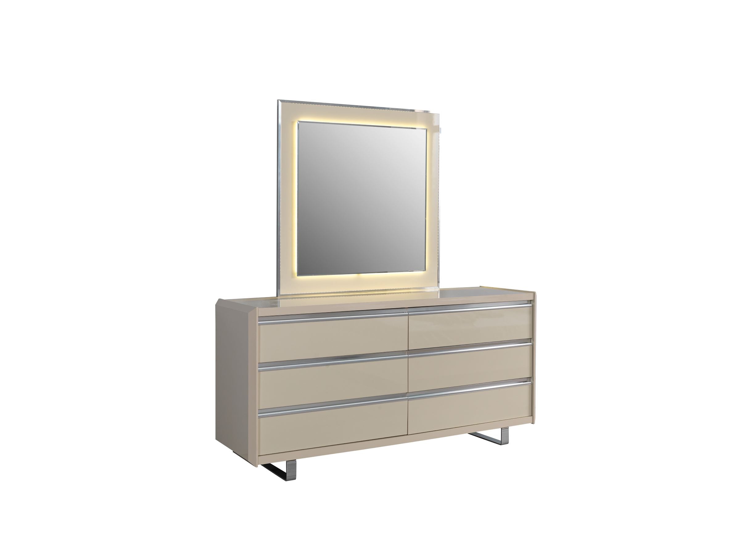 Viola Cream High Gloss Lacquer 4-Piece Queen Bedroom Set - VIOLABEDROOM-4PCQ - Bien Home Furniture & Electronics