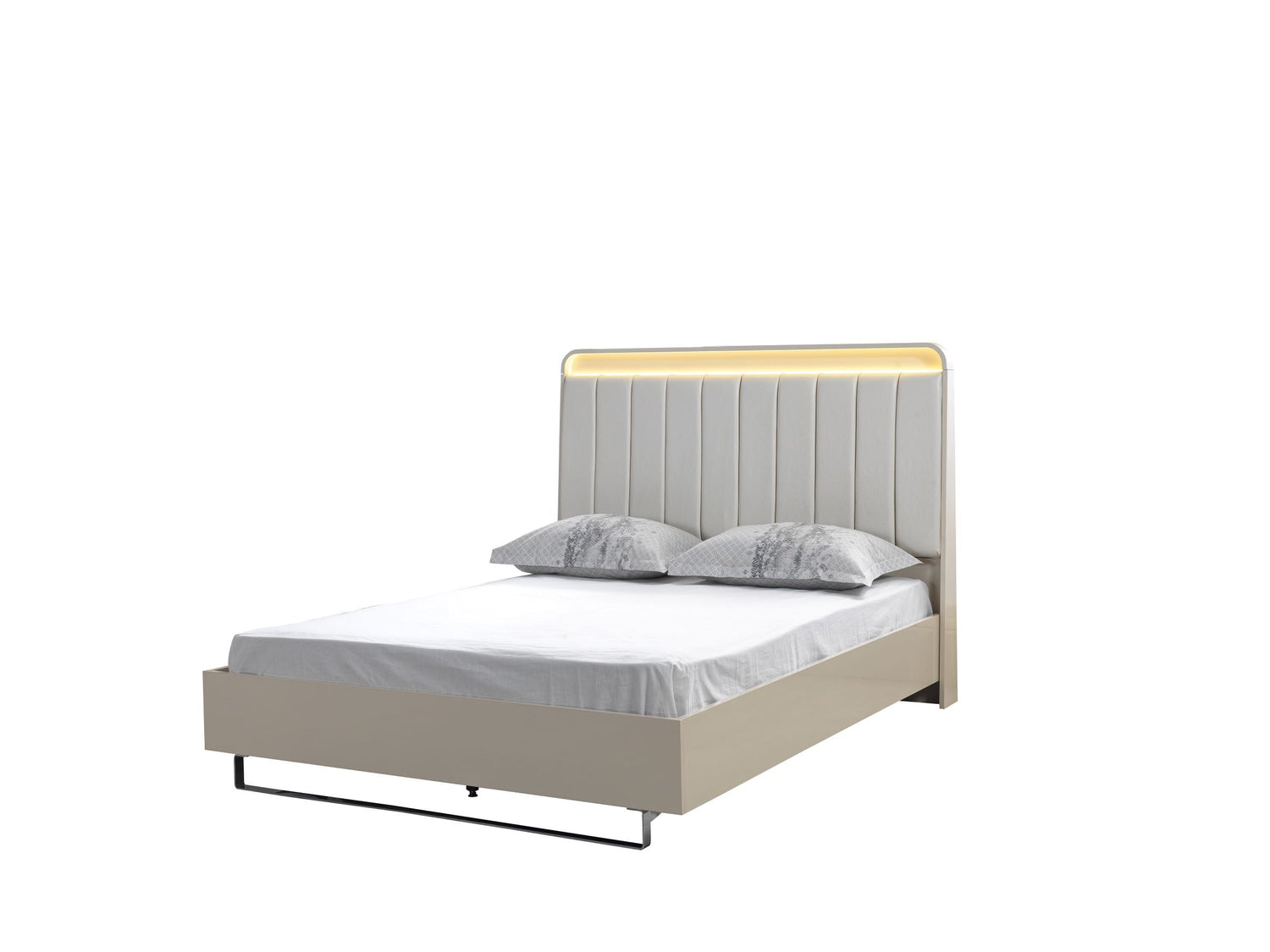 Viola Cream High Gloss Lacquer 4-Piece Queen Bedroom Set - VIOLABEDROOM-4PCQ - Bien Home Furniture & Electronics