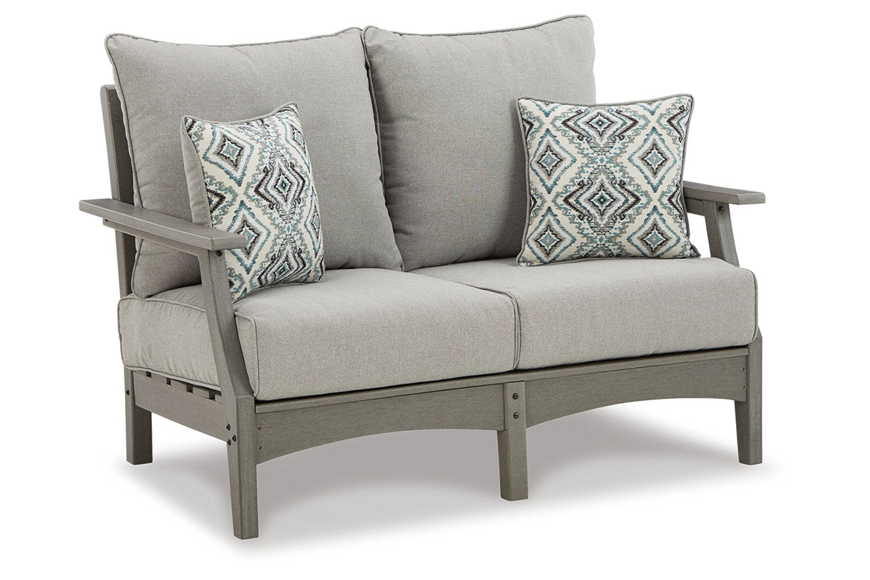 Visola Gray Outdoor Loveseat with Cushion - P802-835 - Bien Home Furniture & Electronics
