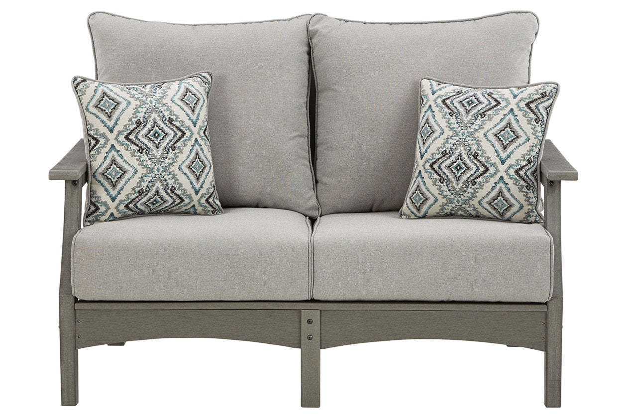 Visola Gray Outdoor Loveseat with Cushion - P802-835 - Bien Home Furniture & Electronics