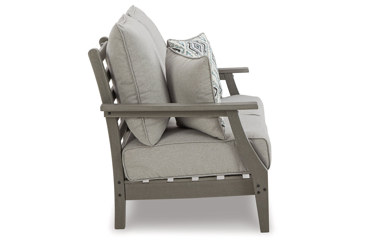 Visola Gray Outdoor Loveseat with Cushion - P802-835 - Bien Home Furniture & Electronics