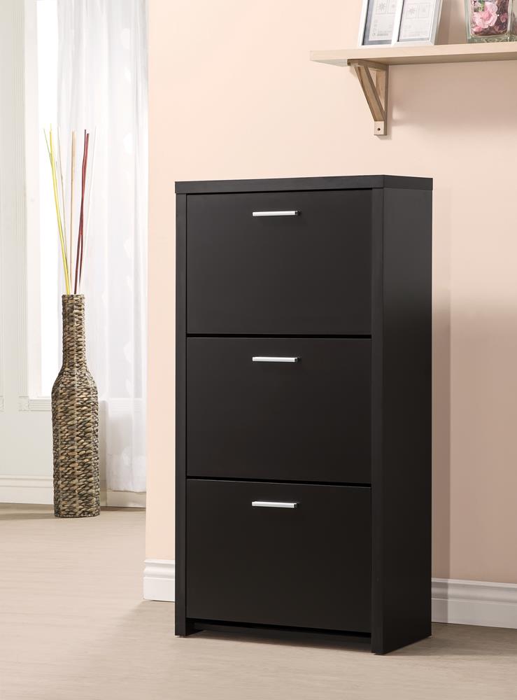 Vivian Black 3-Drawer Shoe Cabinet - 900604 - Bien Home Furniture & Electronics