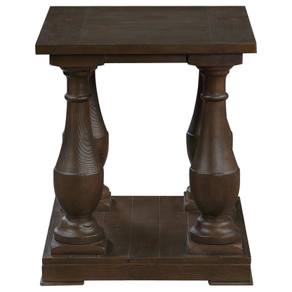 Walden Rectangular End Table with Turned Legs/Floor Shelf Coffee - 753377 - Bien Home Furniture &amp; Electronics