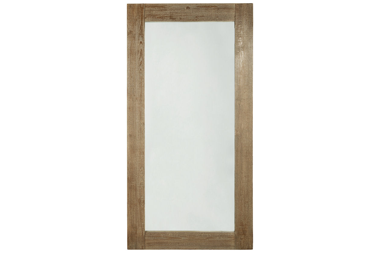 Waltleigh Distressed Brown Floor Mirror - A8010278 - Bien Home Furniture & Electronics