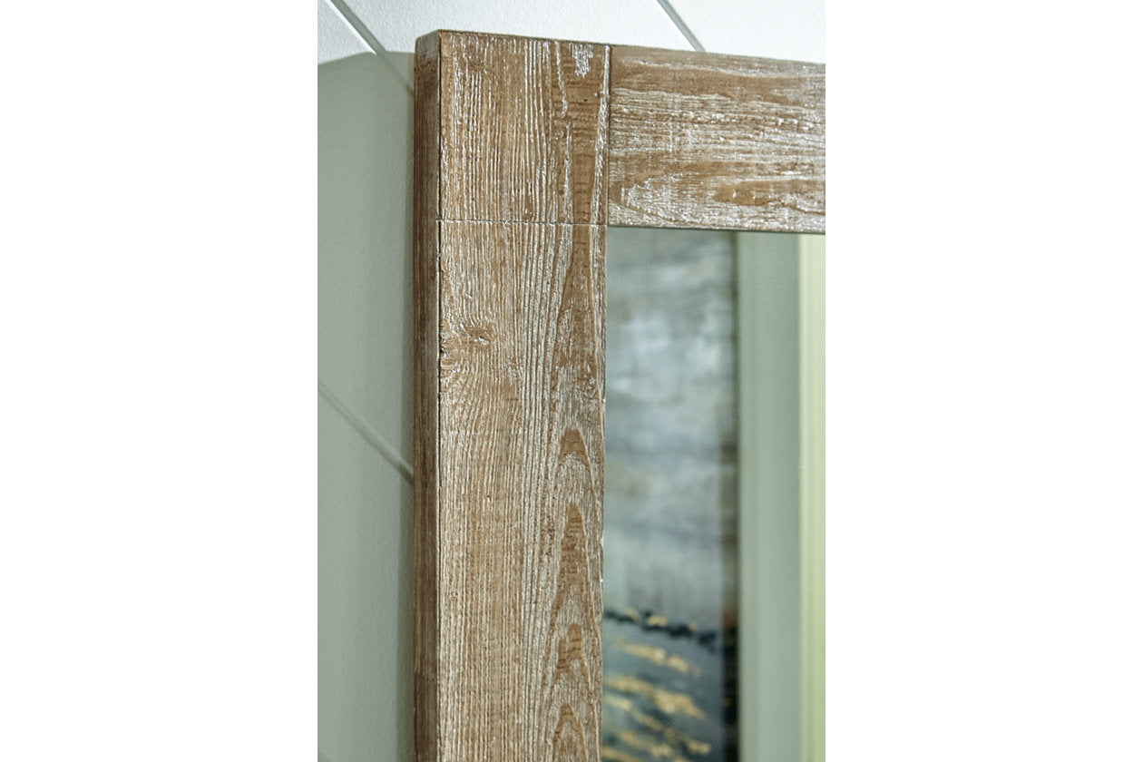 Waltleigh Distressed Brown Floor Mirror - A8010278 - Bien Home Furniture & Electronics