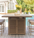 Walton Bridge Driftwood Outdoor Bar Table with Fire Pit - P749-665 - Bien Home Furniture & Electronics