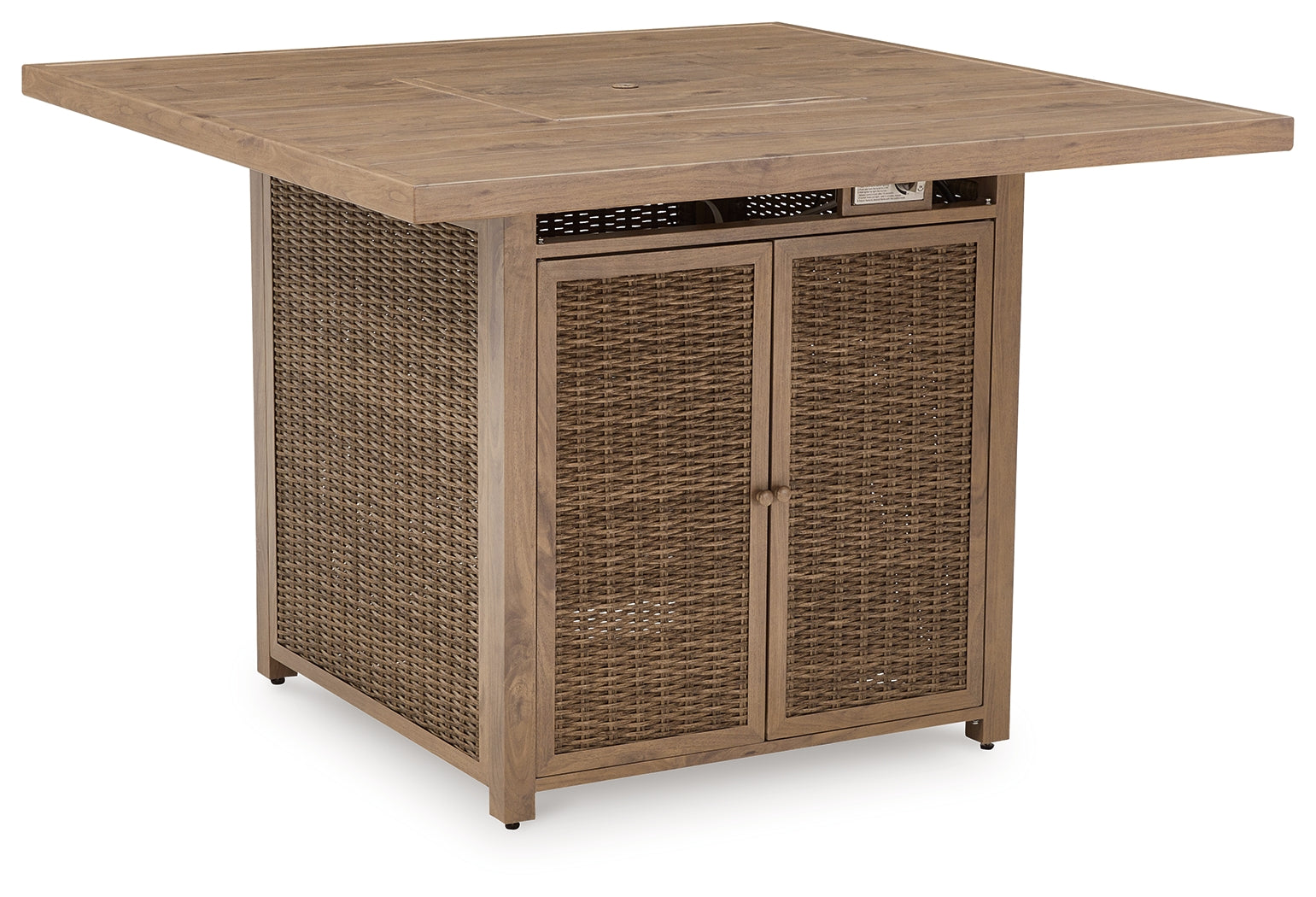 Walton Bridge Driftwood Outdoor Bar Table with Fire Pit - P749-665 - Bien Home Furniture & Electronics