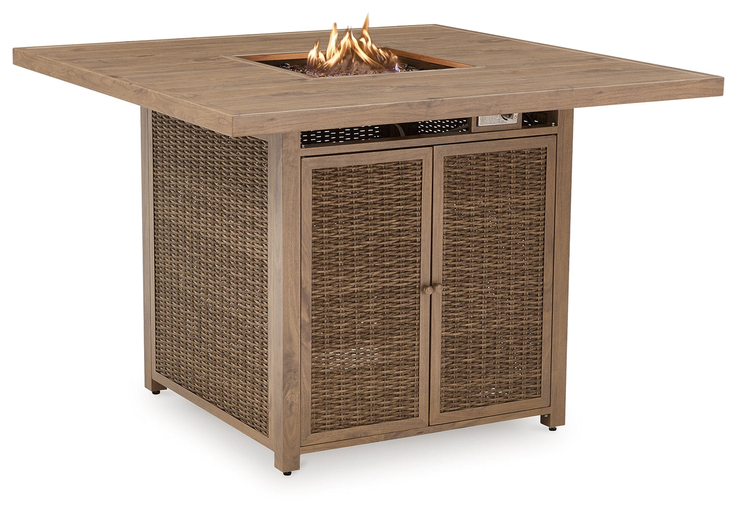Walton Bridge Driftwood Outdoor Bar Table with Fire Pit - P749-665 - Bien Home Furniture & Electronics