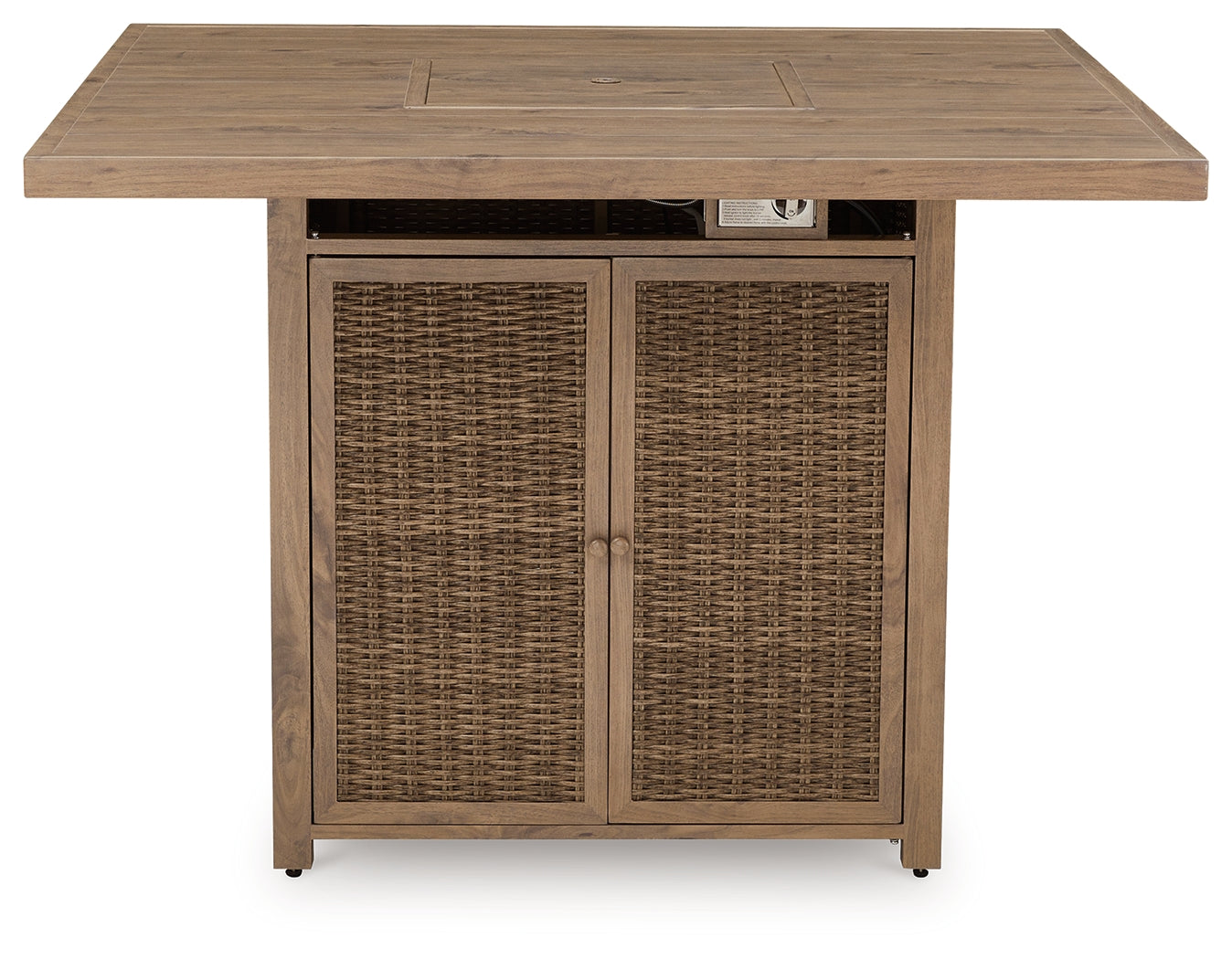 Walton Bridge Driftwood Outdoor Bar Table with Fire Pit - P749-665 - Bien Home Furniture & Electronics