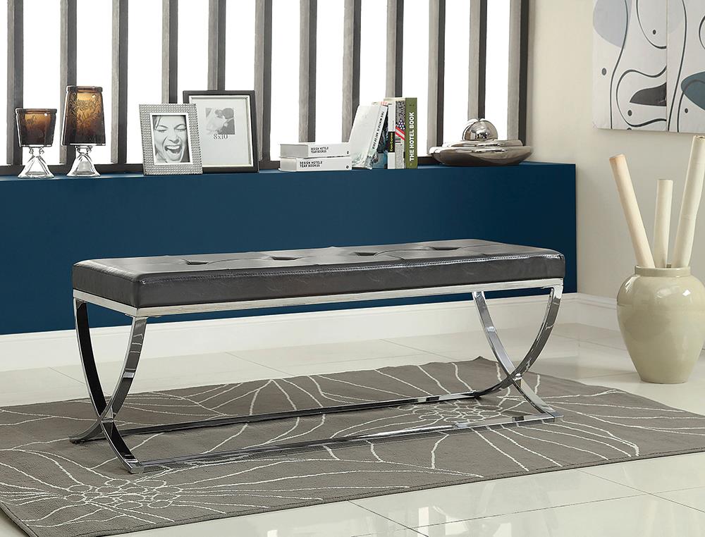 Walton Rectangle Upholstered Tufted Bench Black - 501156 - Bien Home Furniture & Electronics