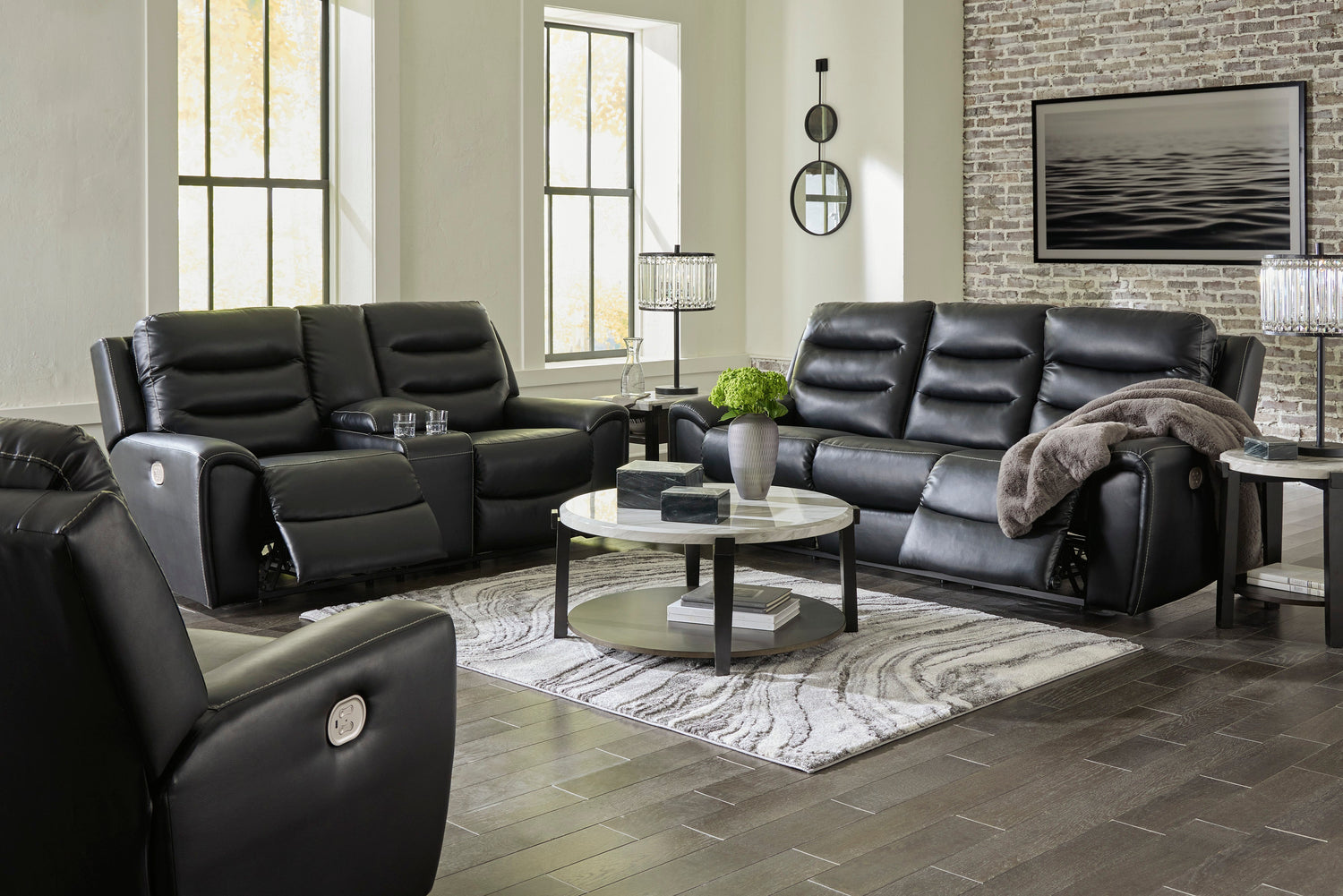 Warlin Black Power Reclining Living Room Set - SET | 6110515 | 6110518 - Bien Home Furniture & Electronics