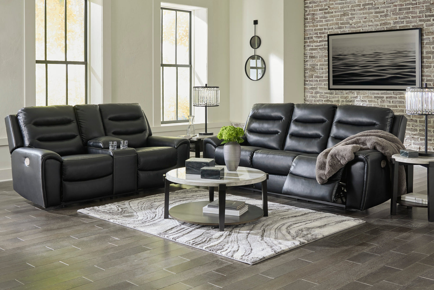 Warlin Black Power Reclining Living Room Set - SET | 6110515 | 6110518 - Bien Home Furniture & Electronics