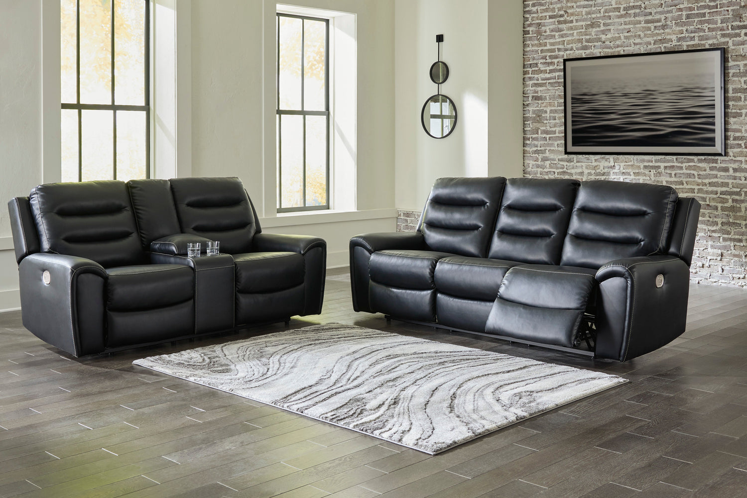 Warlin Black Power Reclining Living Room Set - SET | 6110515 | 6110518 - Bien Home Furniture &amp; Electronics