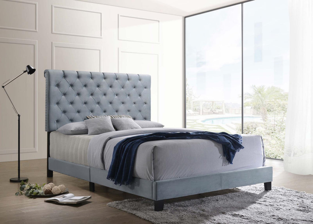 Warner Eastern King Upholstered Bed Slate Blue - 310041KE - Bien Home Furniture &amp; Electronics