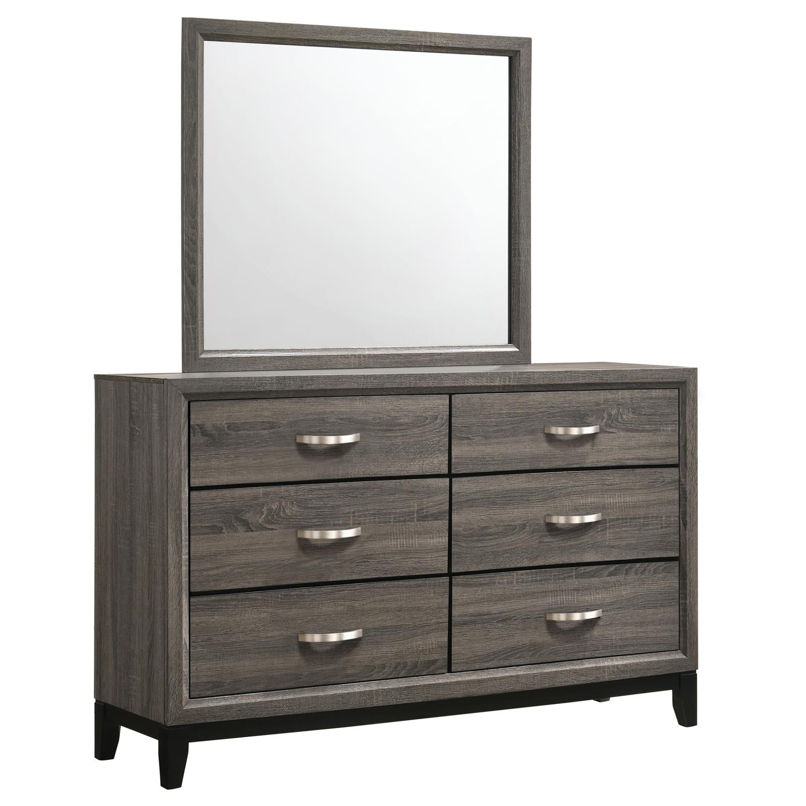 Watson 6-drawer Dresser with Mirror Grey Oak and Black - 212423M - Bien Home Furniture & Electronics