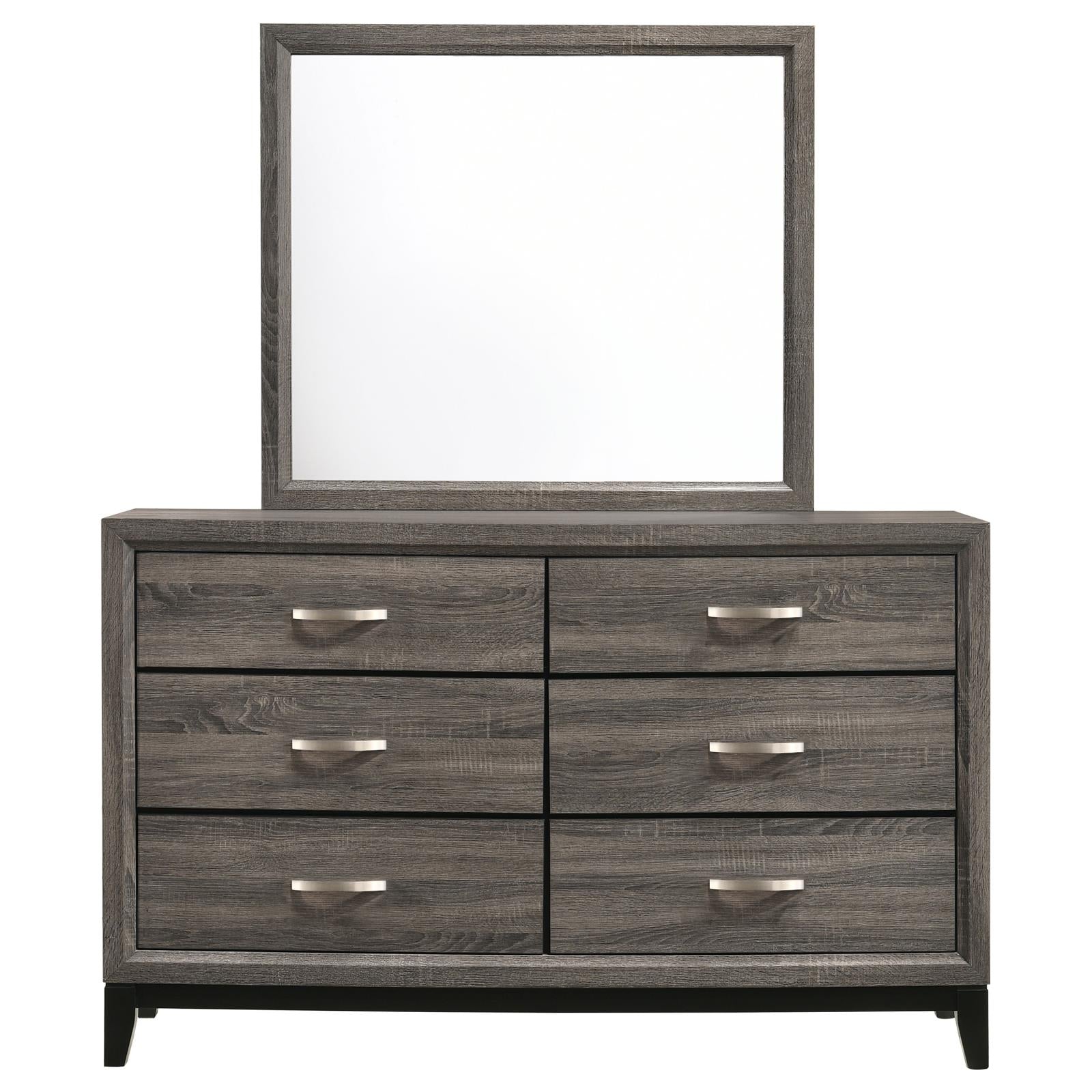 Watson 6-drawer Dresser with Mirror Grey Oak and Black - 212423M - Bien Home Furniture & Electronics