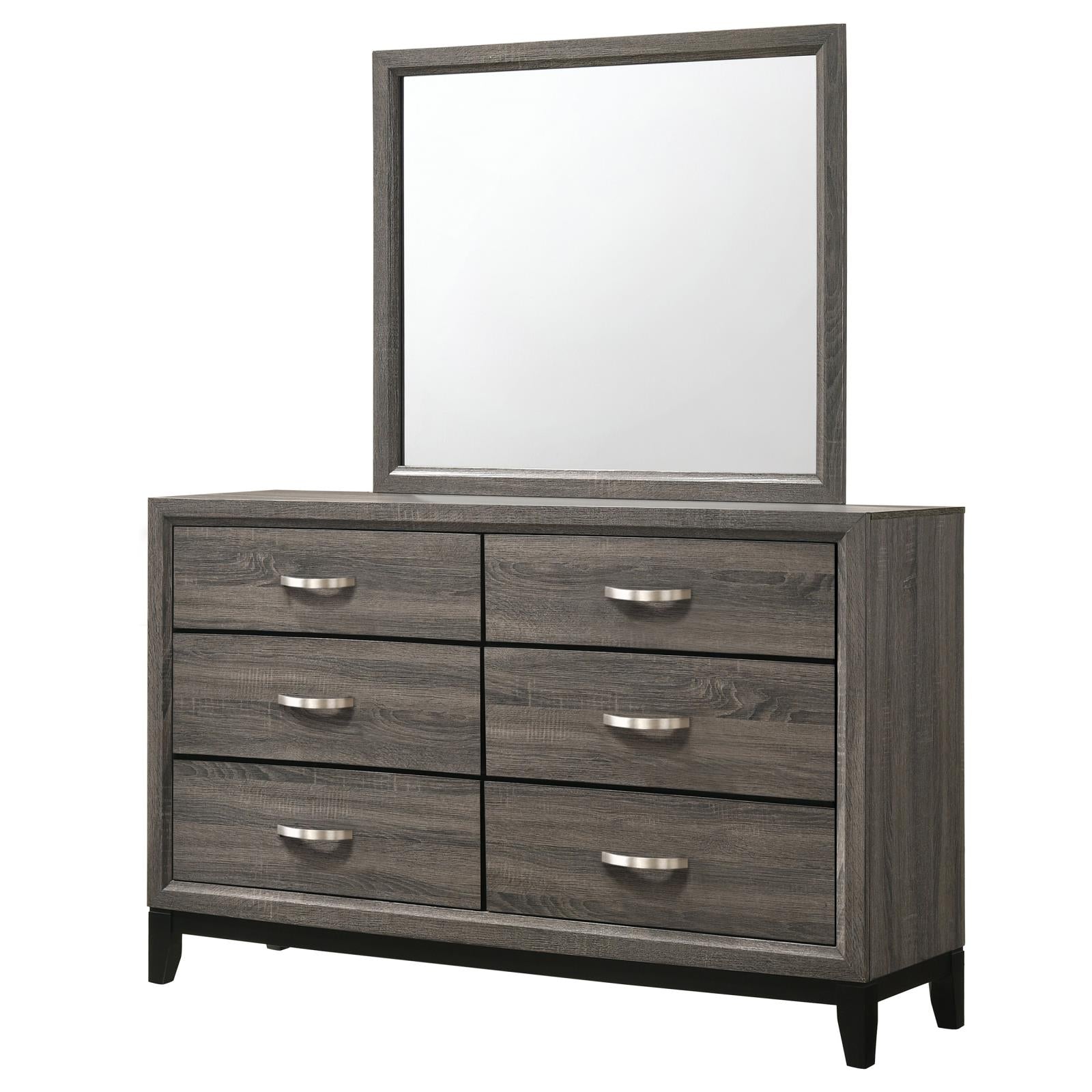 Watson 6-drawer Dresser with Mirror Grey Oak and Black - 212423M - Bien Home Furniture & Electronics