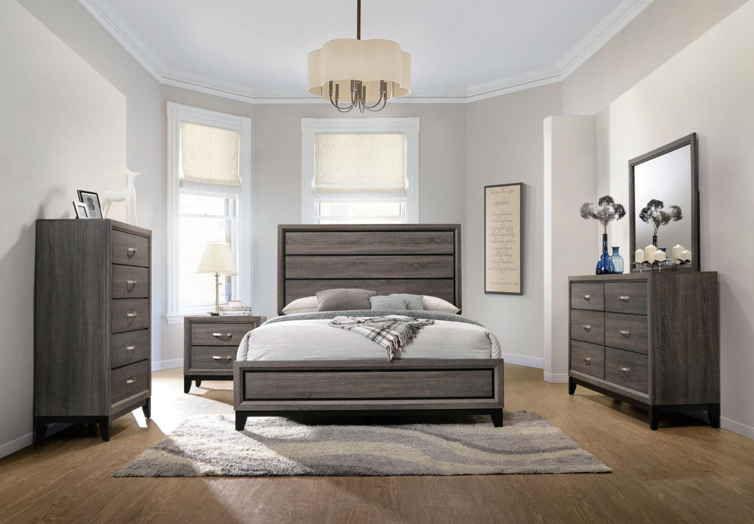 Watson California King Panel Bedroom Set Gray Oak/Black - 212421KW-S5 - Bien Home Furniture & Electronics