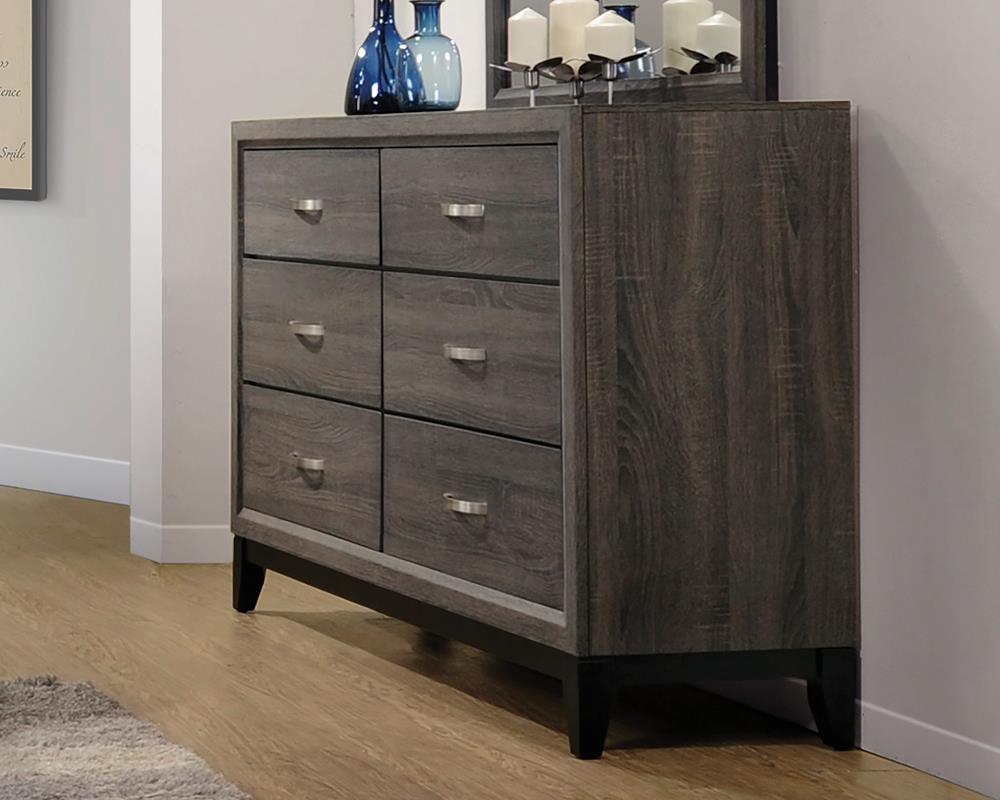Watson Gray Oak/Black 6-Drawer Dresser - 212423 - Bien Home Furniture & Electronics