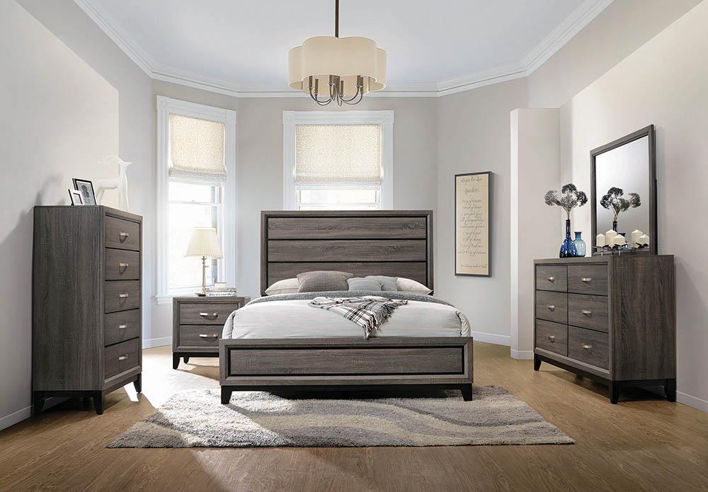 Watson Gray Oak/Black Panel Bedroom Set - SET | 212421Q | 212422 | 212425 - Bien Home Furniture &amp; Electronics