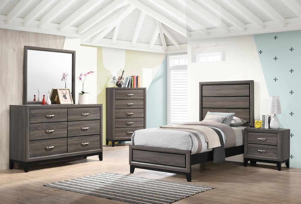 Watson Gray Oak/Black Panel Youth Bedroom Set - SET | 212421T | 212422 | 212425 - Bien Home Furniture &amp; Electronics