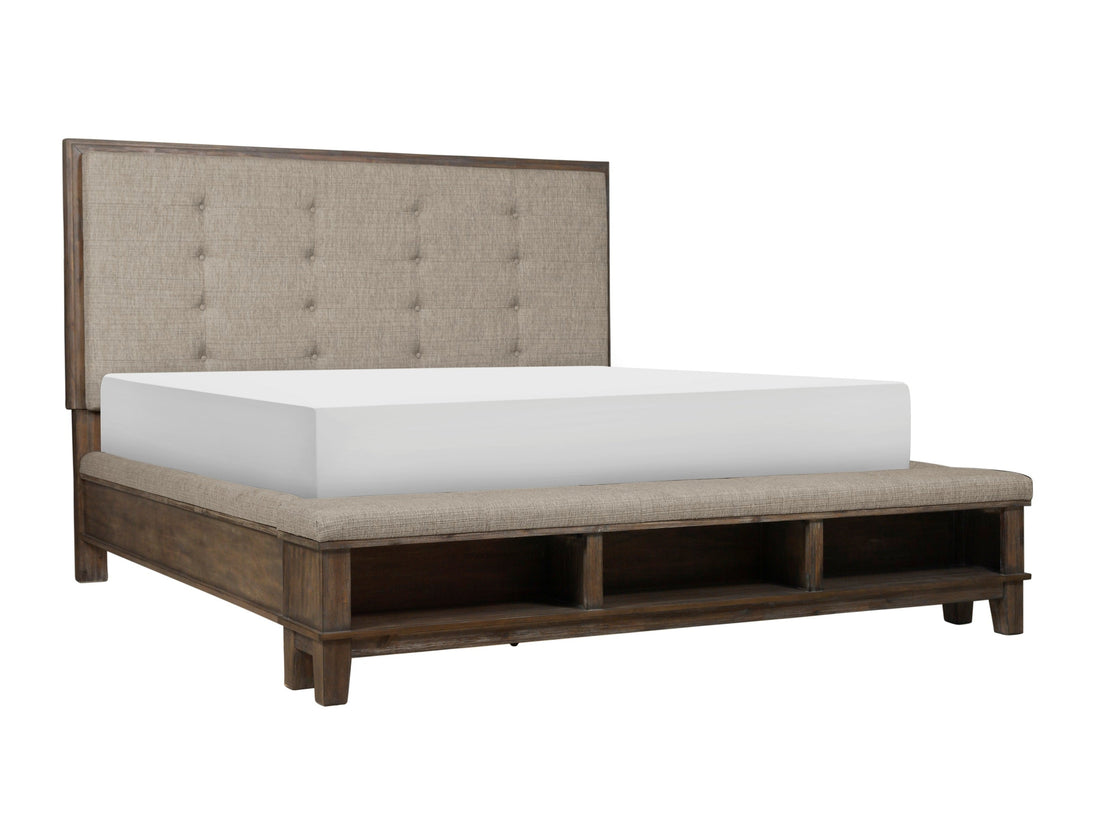 Watson Gray Queen Upholstered Storage Panel Bed - SET | SH2213GRY-1 | SH2213GRY-2 | SH2213GRY-3 - Bien Home Furniture &amp; Electronics