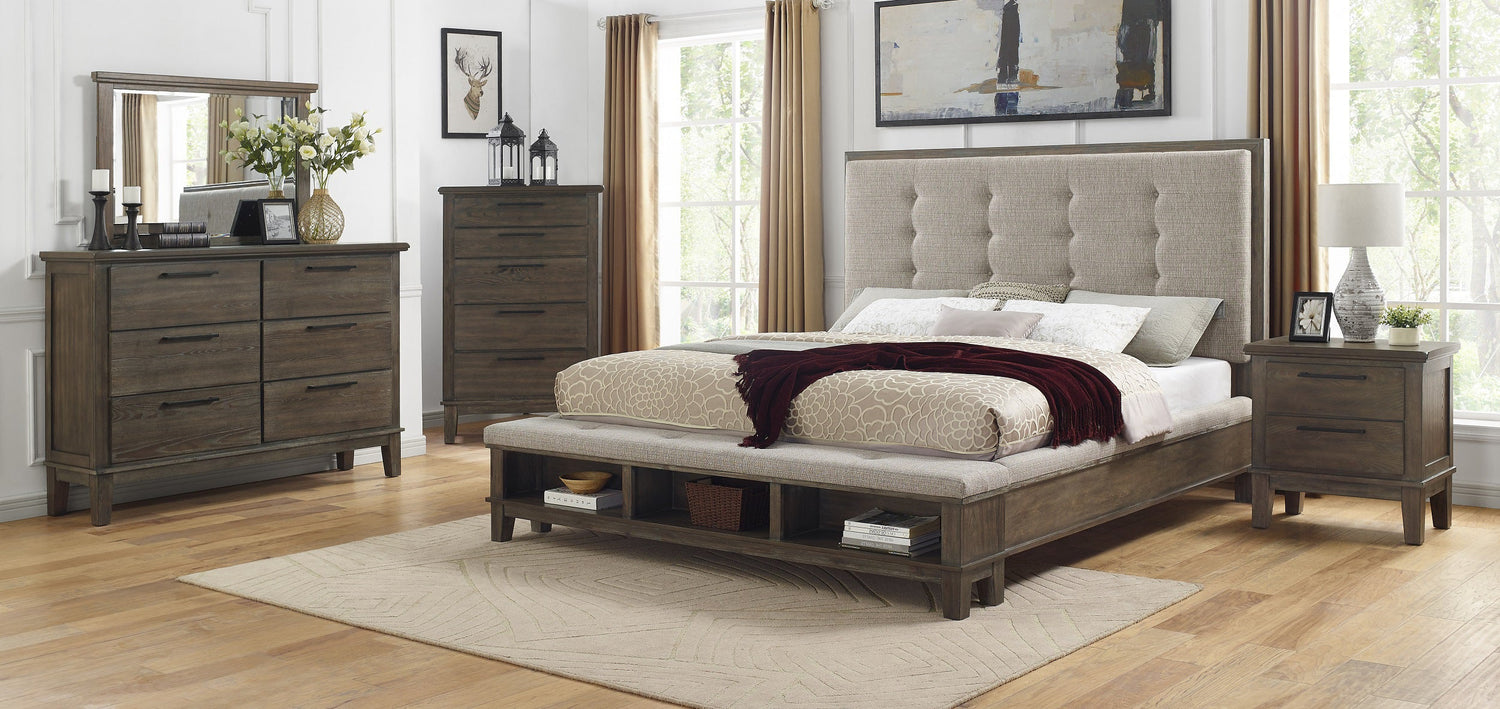 Watson Gray Queen Upholstered Storage Panel Bed - SET | SH2213GRY-1 | SH2213GRY-2 | SH2213GRY-3 - Bien Home Furniture & Electronics