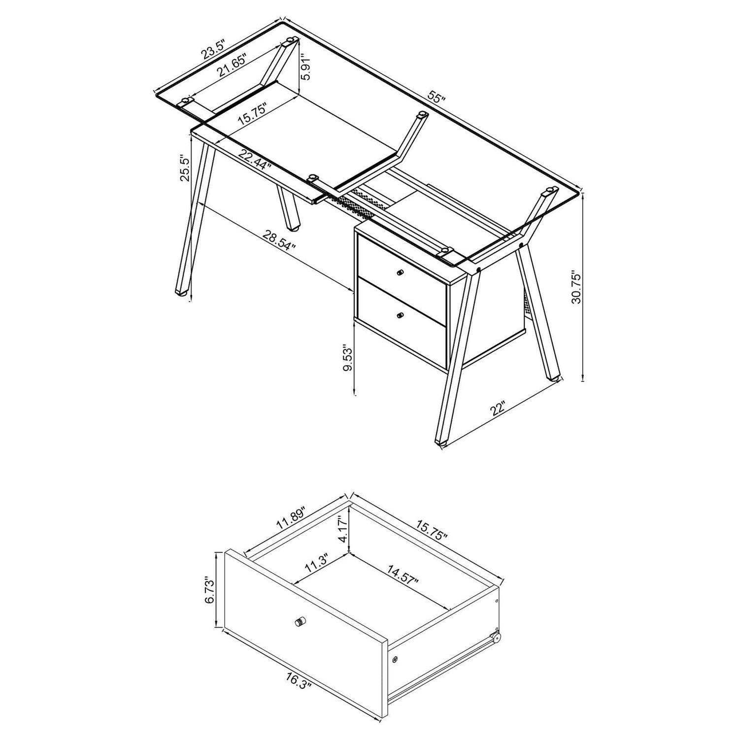 Weaving Black 2-Drawer Computer Desk - 800436 - Bien Home Furniture &amp; Electronics