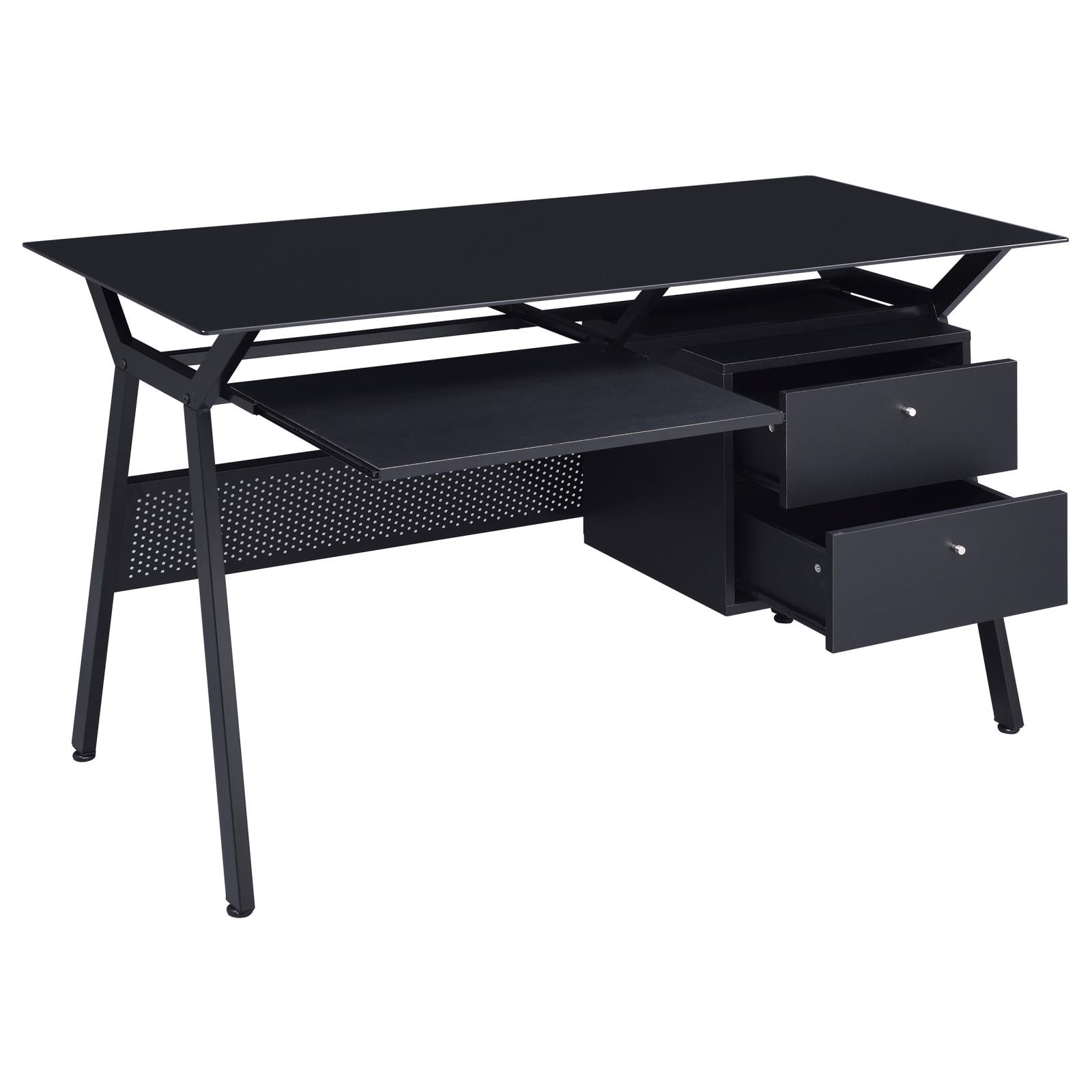 Weaving Black 2-Drawer Computer Desk - 800436 - Bien Home Furniture &amp; Electronics